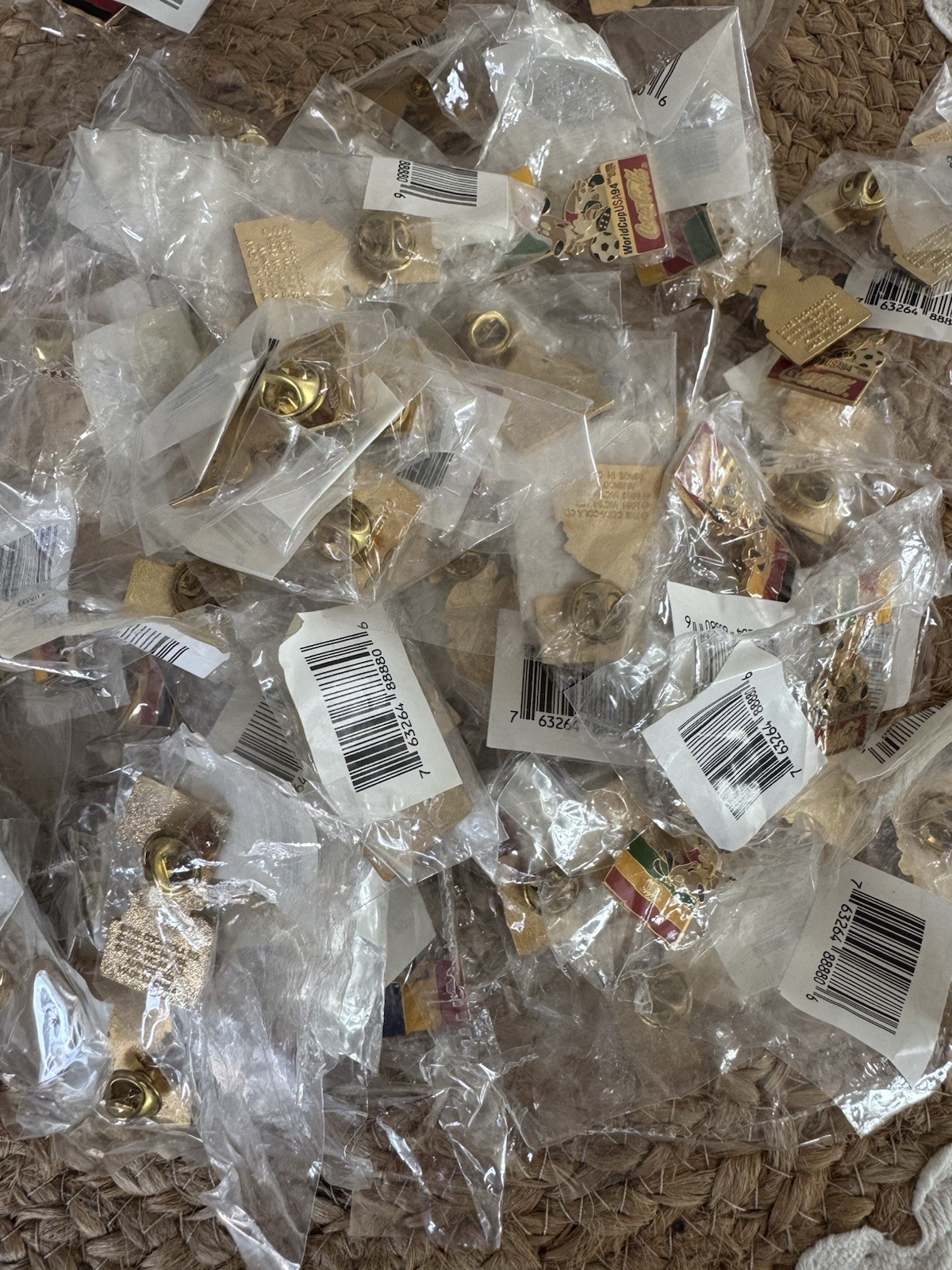Large Lot of (200) World Cup ’94 USA Soccer Coca-Cola Pins – The Dog-
