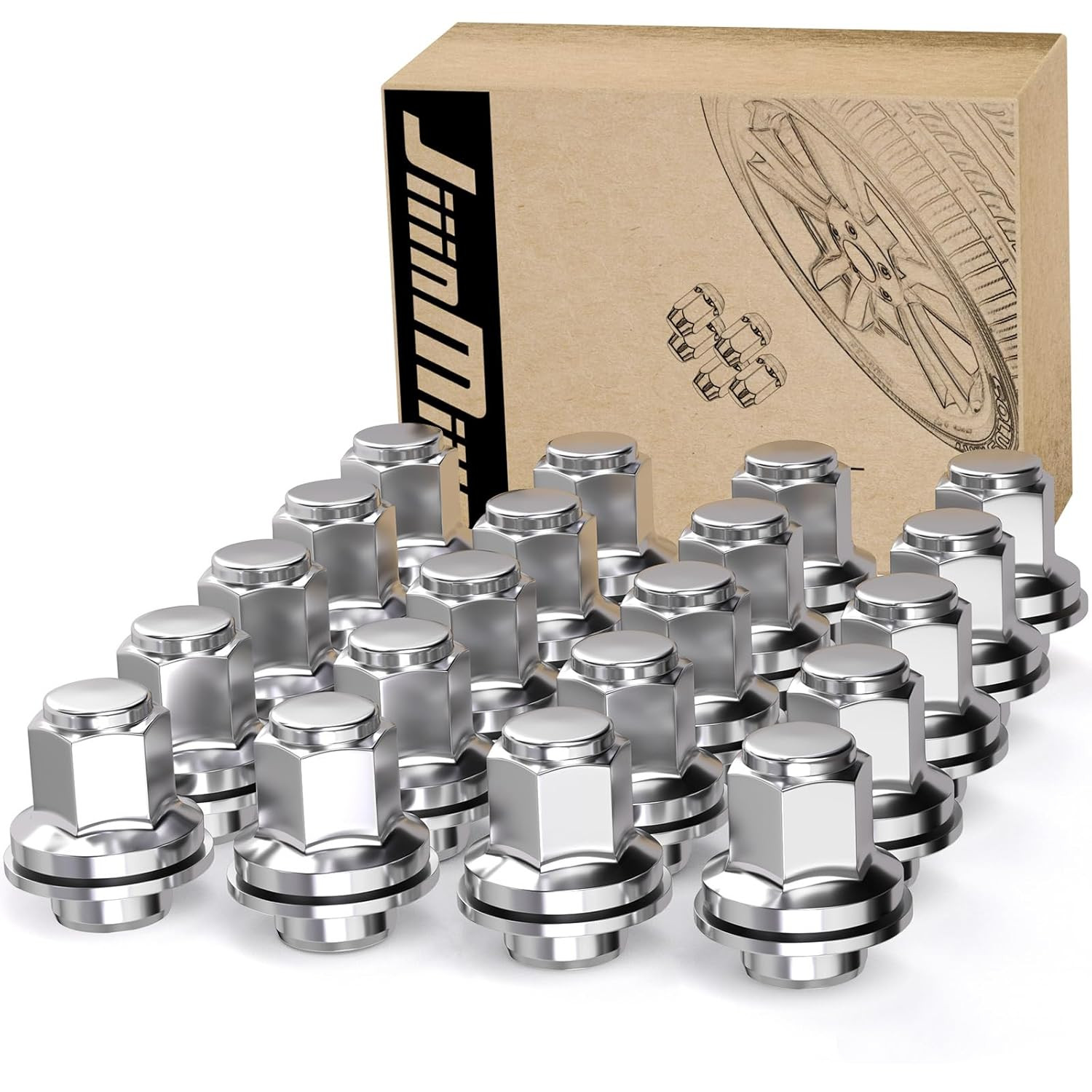M12X1.5 Toyota Lexus Lug Nuts, 13/16″ (21Mm) Hex OEM Factory Style Chrome Mag Se