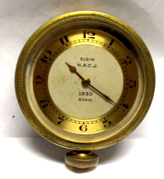 Vintage Elgin N.A.C.J 1930 8 Day Automobile Car Dash Clock , Running