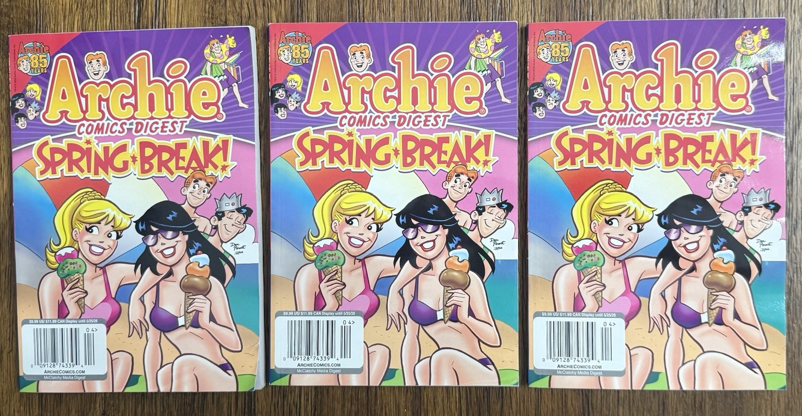 Lot of 3 Archie Comics Digest 5-25-2026 Spring Break 30.00 Retail BRAND NEW