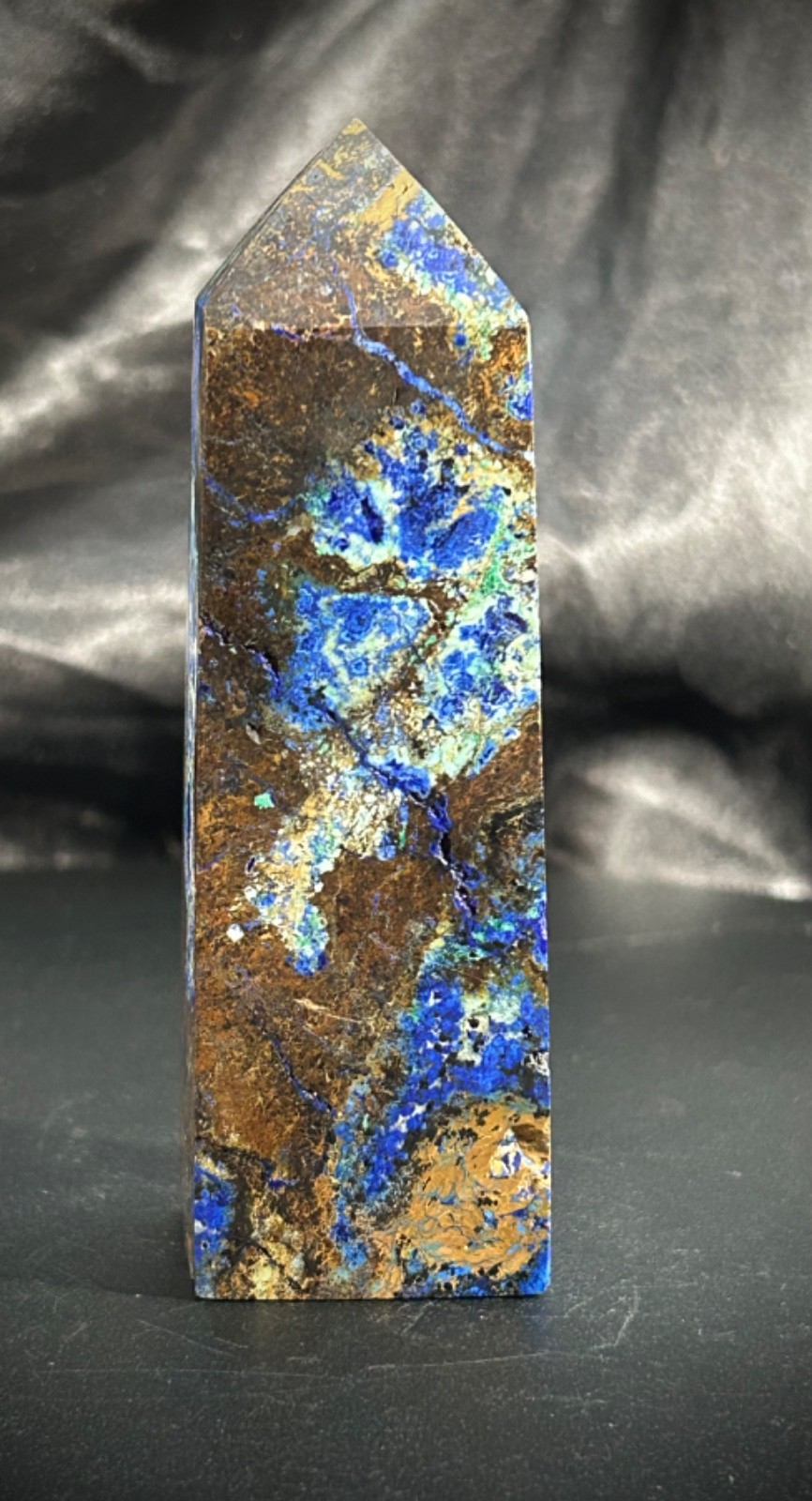3.77″ Malachite, Azurite, Chrysocolla, And Shattuckite Tower 4.7oz (134 grams)