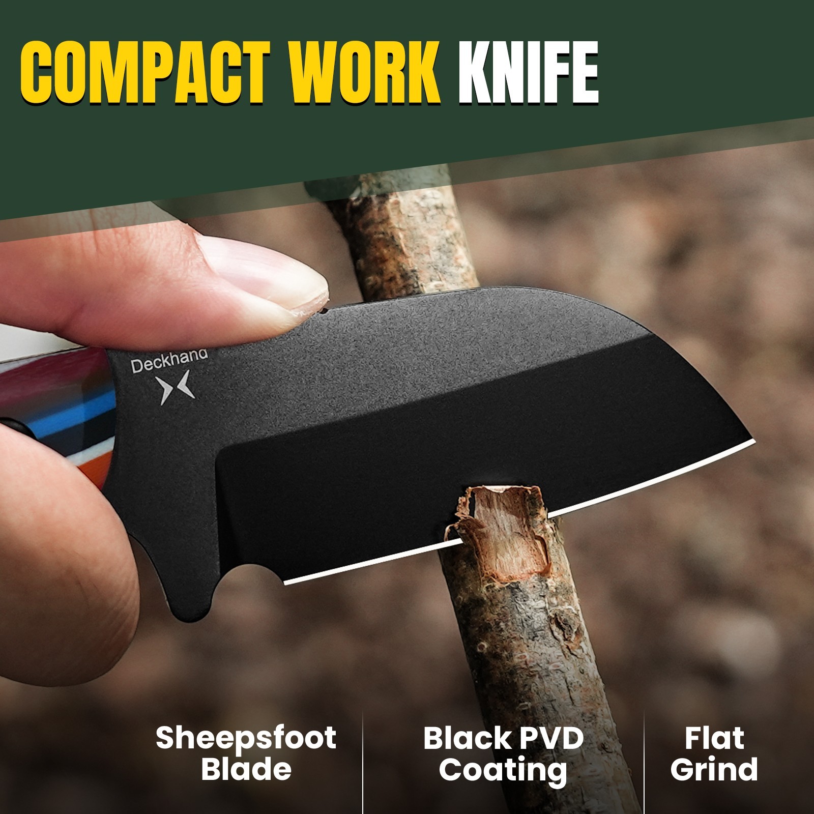 Kizer Deckhand EDC Fixed Knife D2 Blade G10 Handle With Sheath 1062M3 Camping