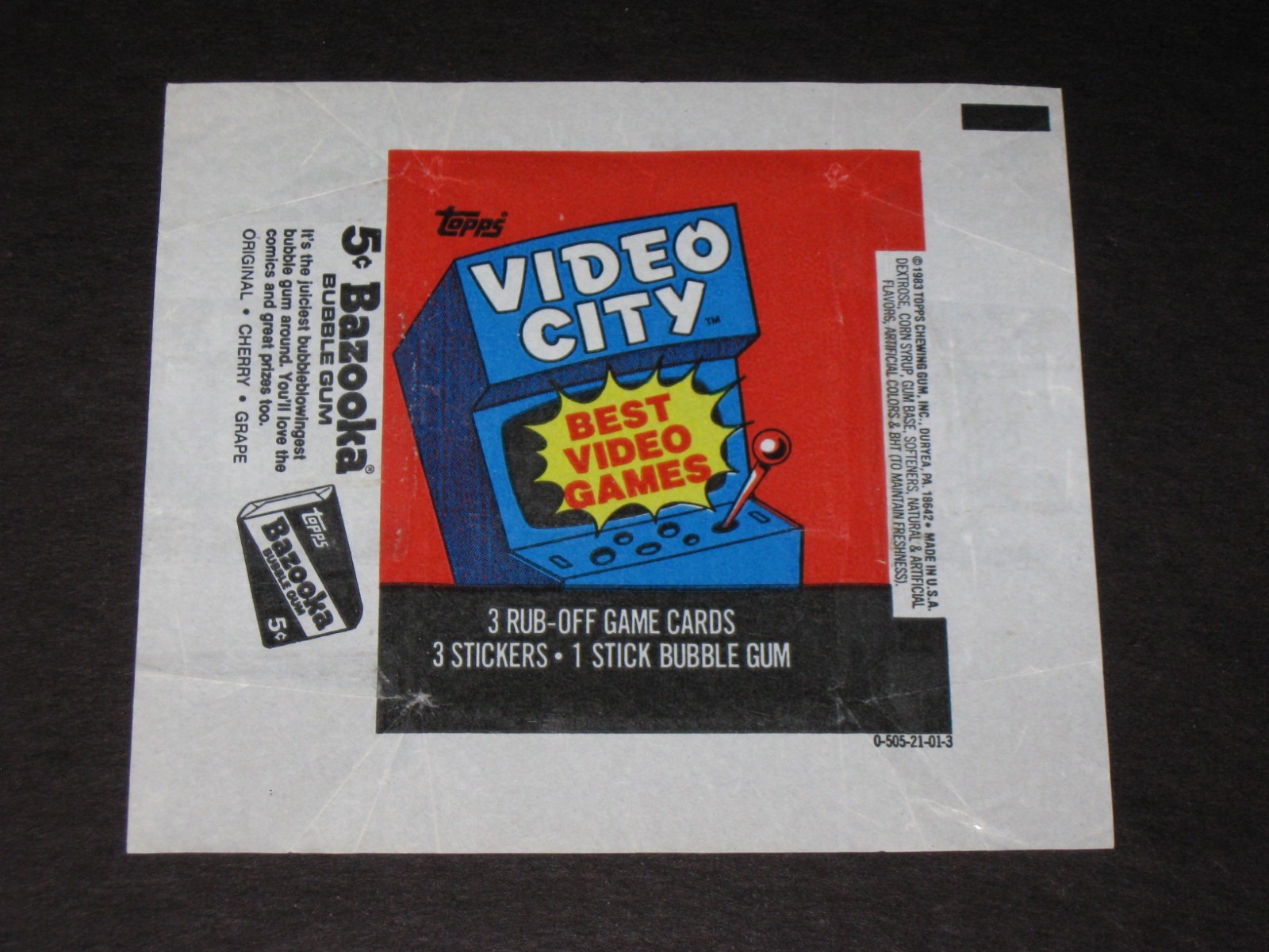 VIDEO CITY Game Card Empty Wax Wrapper 1983 Topps