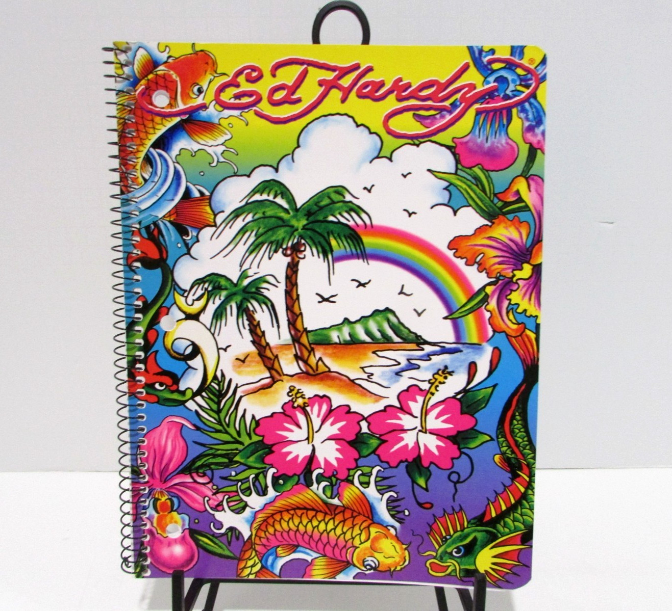 Lisa Frank Ed Hardy Spiral Notebook Koi Palms Island Collab Y2K 10.5 x 8 NEW