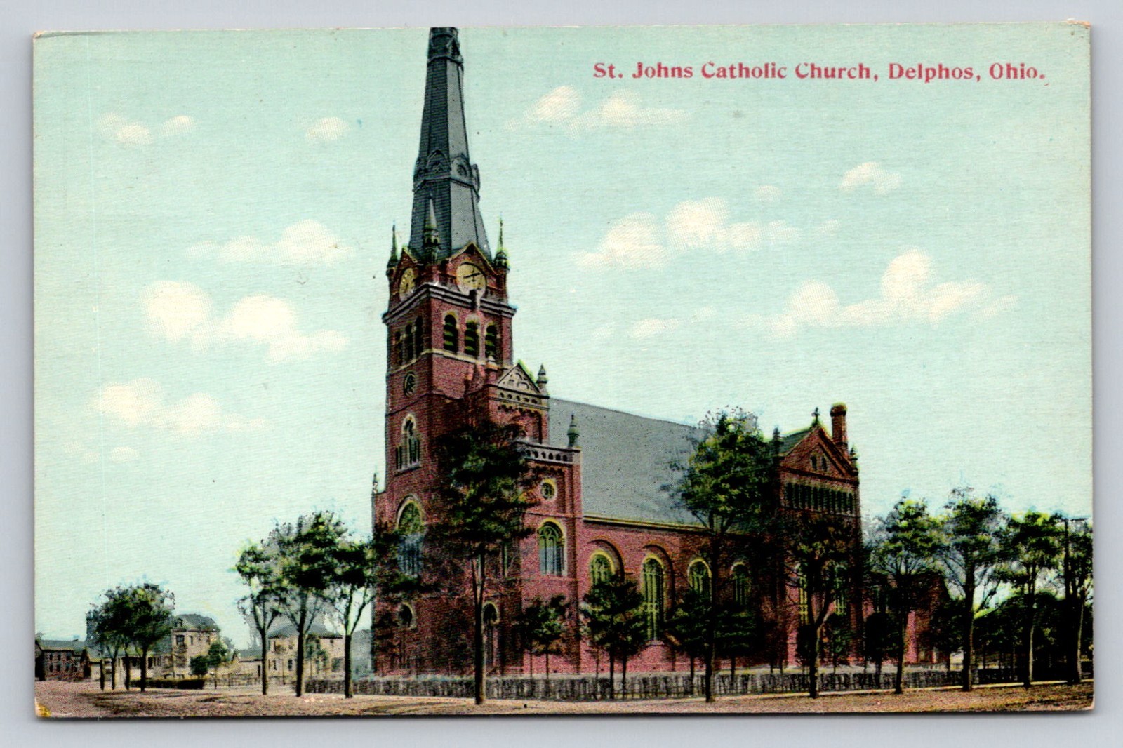 Postcard c1910 St Johns Catholic Church St Delphos Ohio P910X