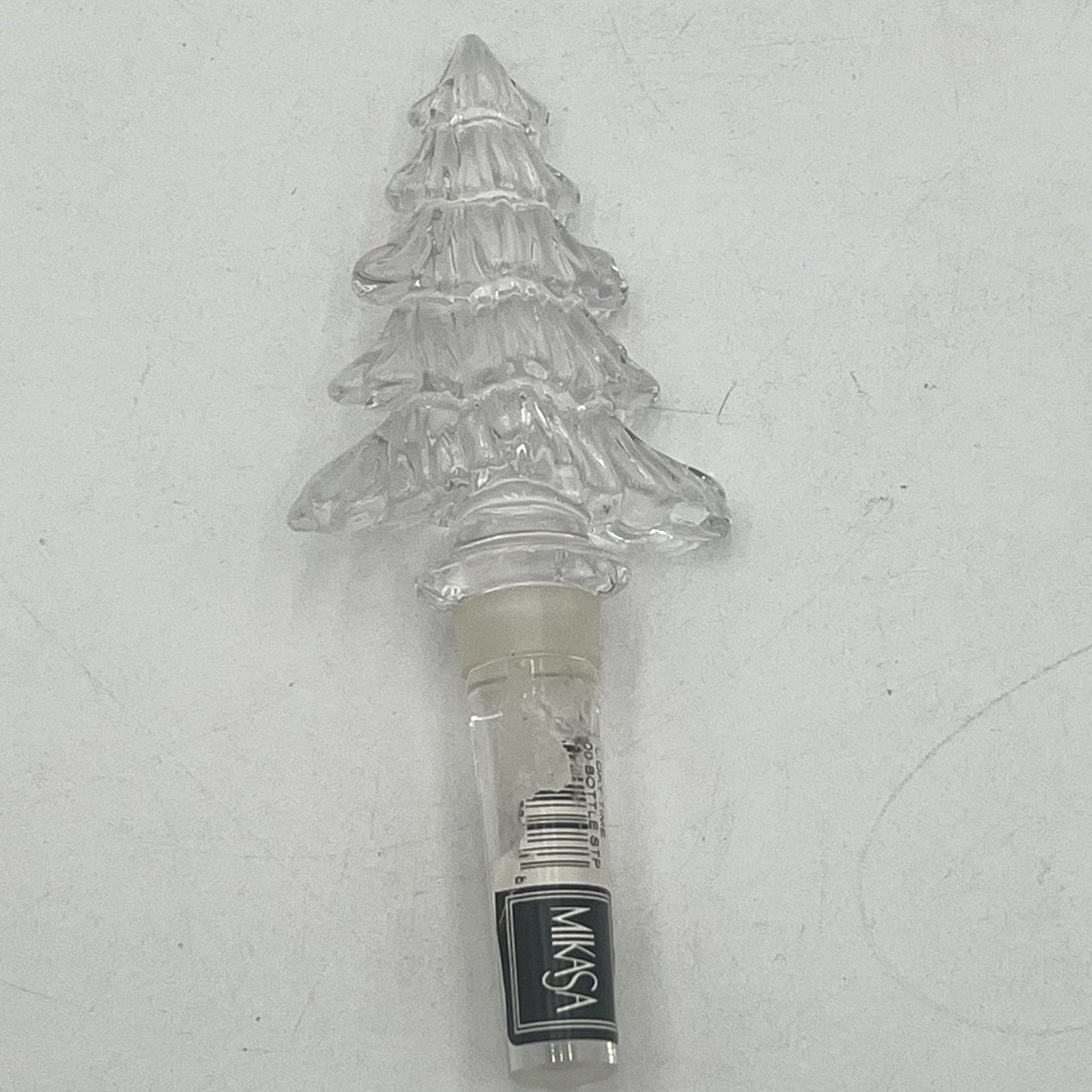 Mikasa Christmas Tree Bottle Stopper Clear Crystal Wine Spirits Holiday 5.75 in