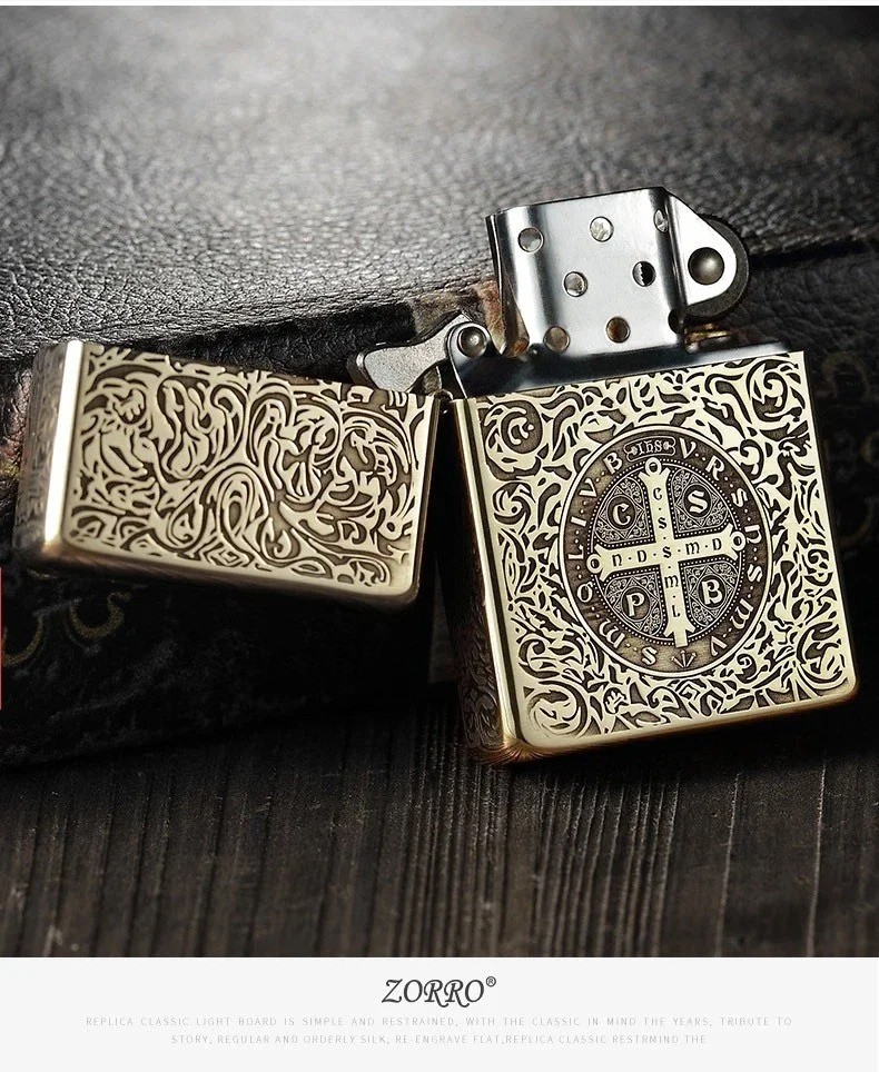 ZORRO Brass Constantine Edition Windproof Lighter Deep Engraving Five-sided
