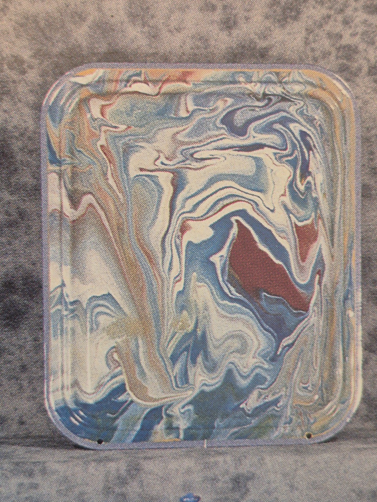 RARE Antique Green & MULTI-COLOR ” Swirl ” Graniteware Enamelware Tray / Pan