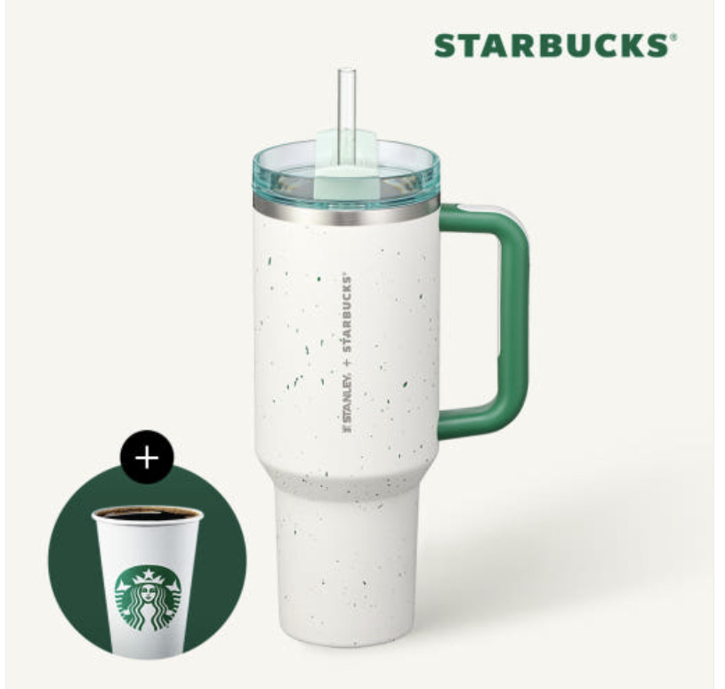 [Starbucks] SS Stanley Green Pebble Quencher Tumbler 1183 ml