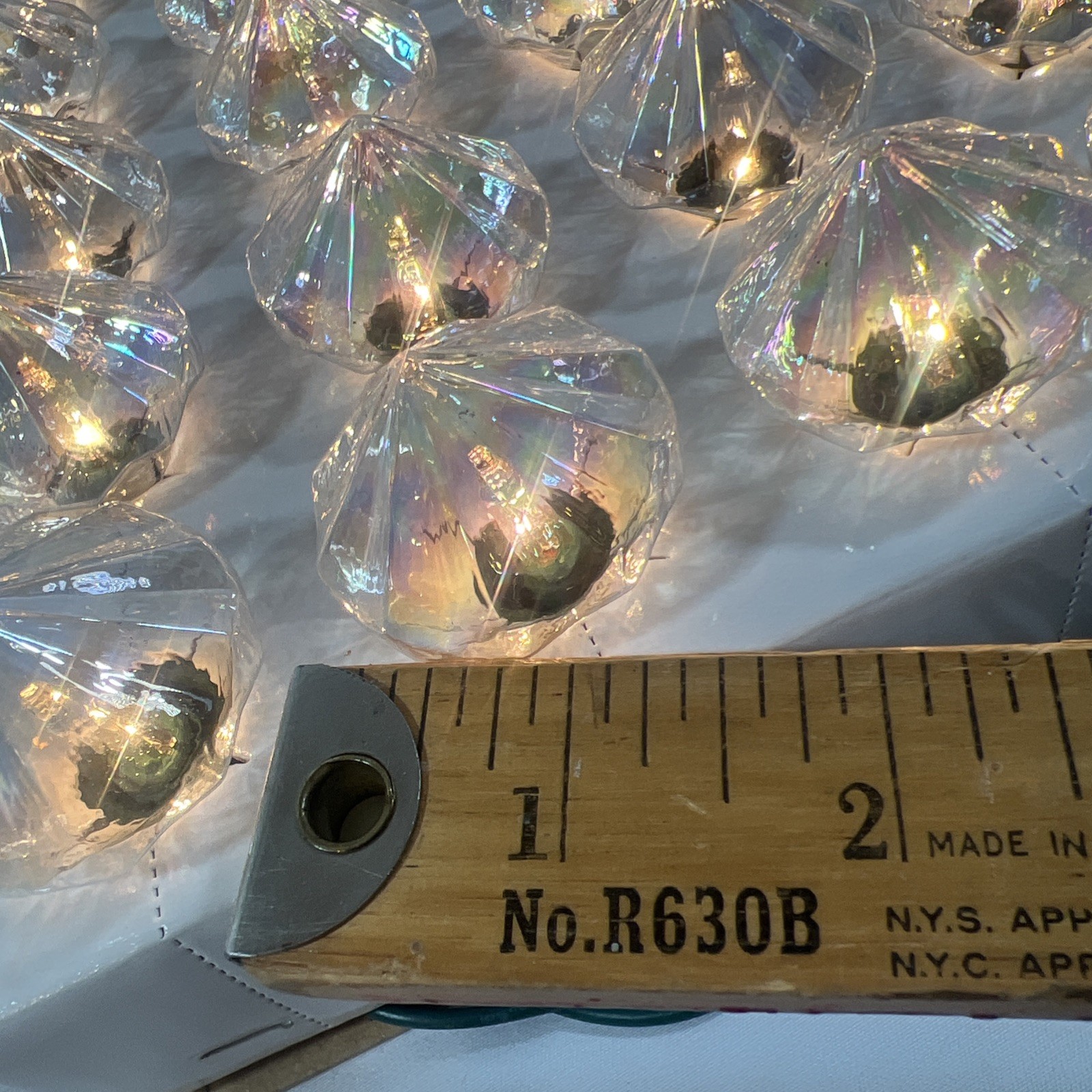 Vintage Jewel Diamond Light Set String Clear Iridescent Christmas Party Room