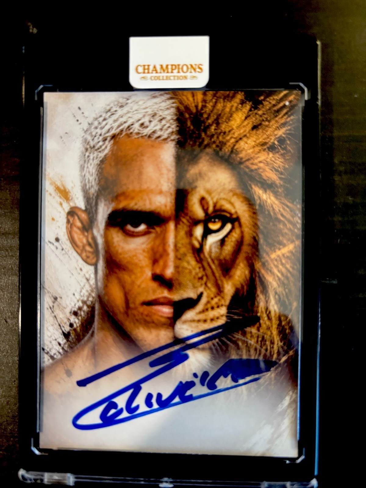 UFC Champions Collection Charles Oliveira Lion Short Print Auto JSA witness