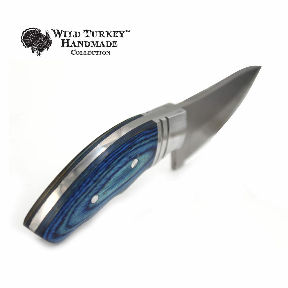 Wild Turkey Handmade Collection Fixed Blade Hunting Knife w/ Leather Sheath