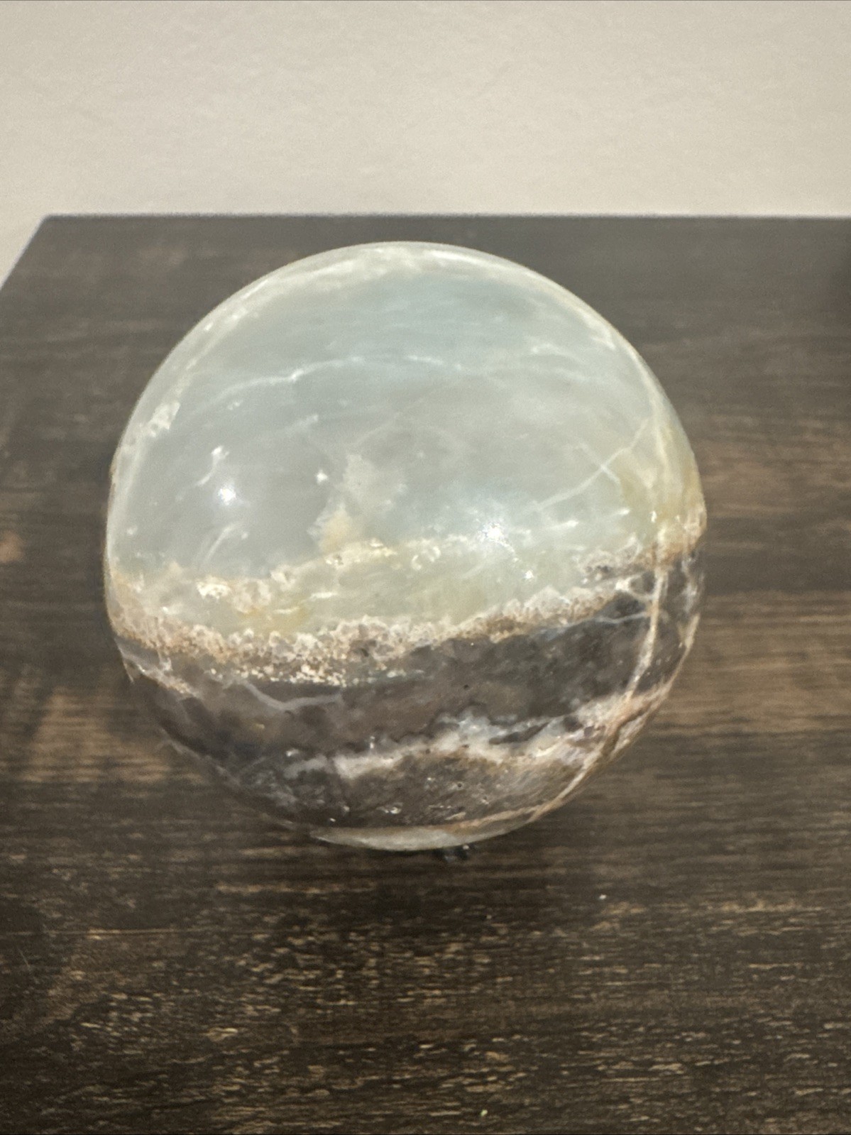 Caribbean Calcite Crystal Sphere 484 Grams 69 mm