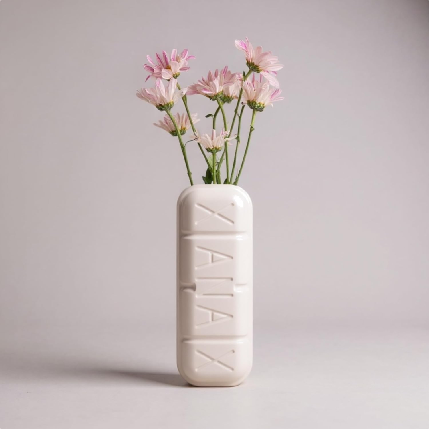 Xanax Flower Vase Funky Home Cool Chill Pill Ceramic Maximalist Dopamine Decor