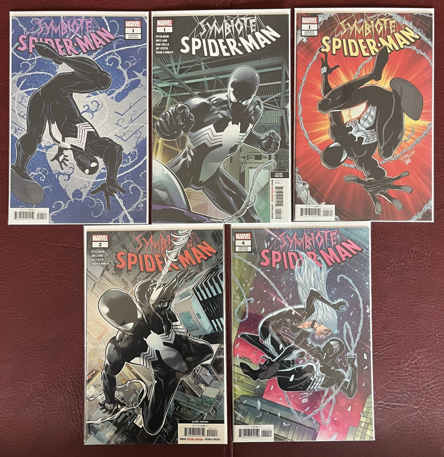 Symbiote Spider-Man #1,1,1,2,4 Lot of 5 Variants Marvel Comics 2019 NM plus
