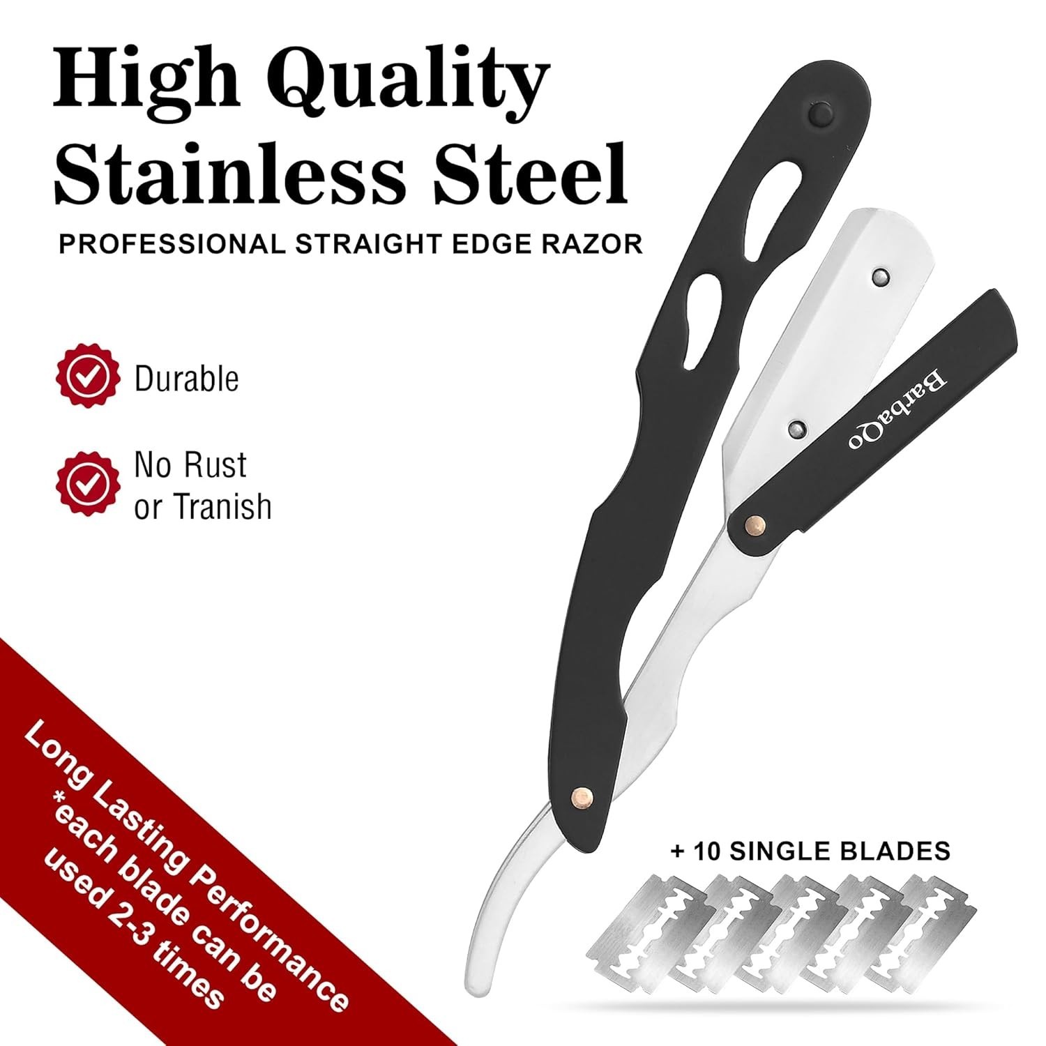 Professional Barber Straight Razor – 100% Stainless Steel for Perfect Shaving
