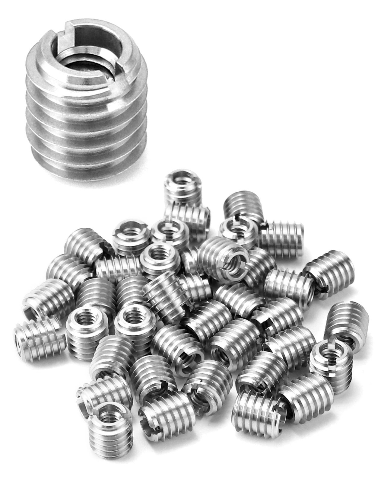 QWORK Stainless Steel Threaded Insert for Hard-Wood, 1/4-20 Internal Threads 50