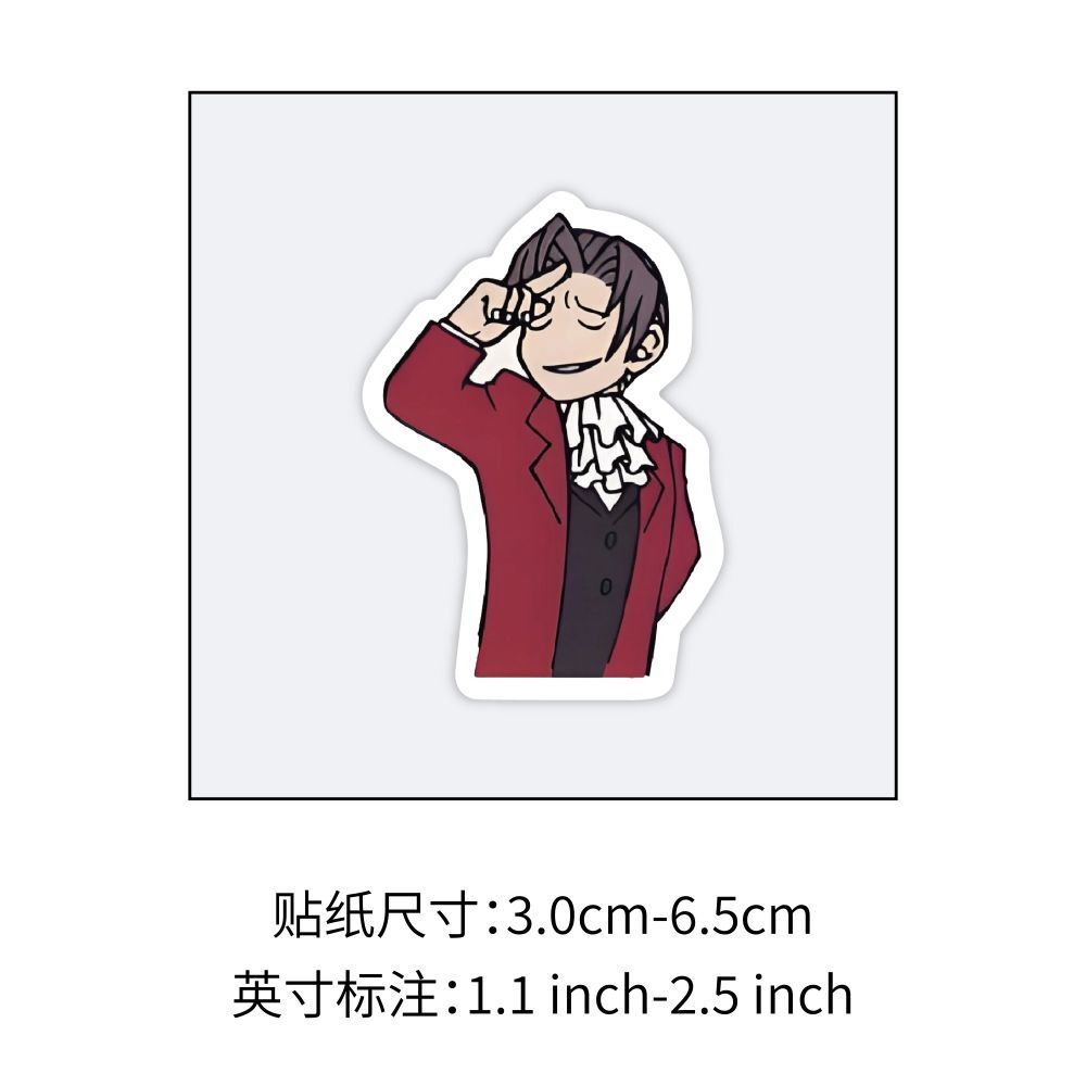 Ace Attorney Sticker creativity 60pcs Cosplay stickers Decals Anime Waterproof