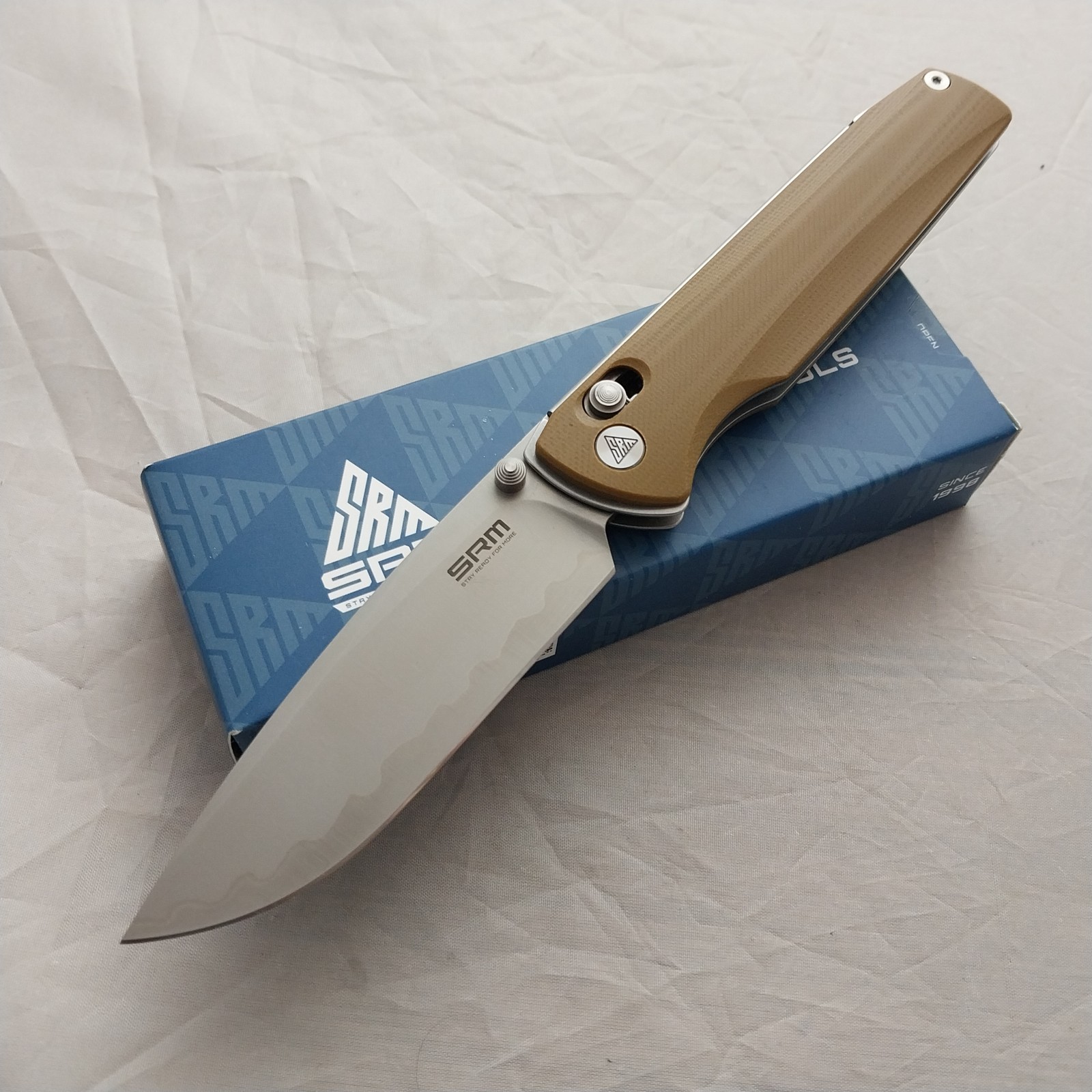 SRM Knives Terrier Ambi Lock Brown G10 Folding 140Cr Pocket Knife 258LGW2