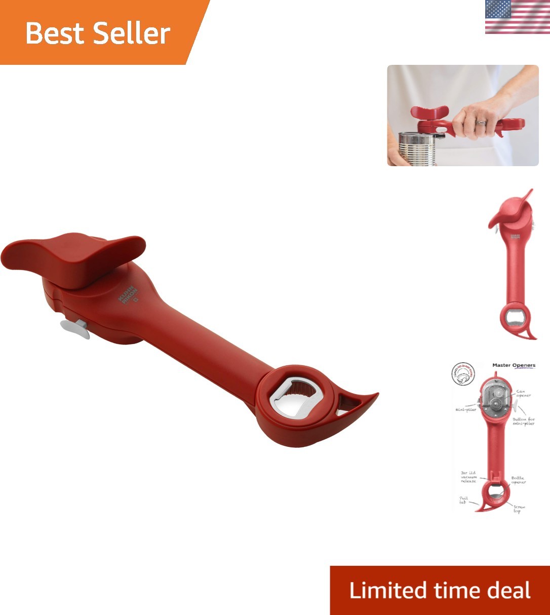 Multi-Functional Auto Safety Opener for Cans and Bottles – Stainless Steel