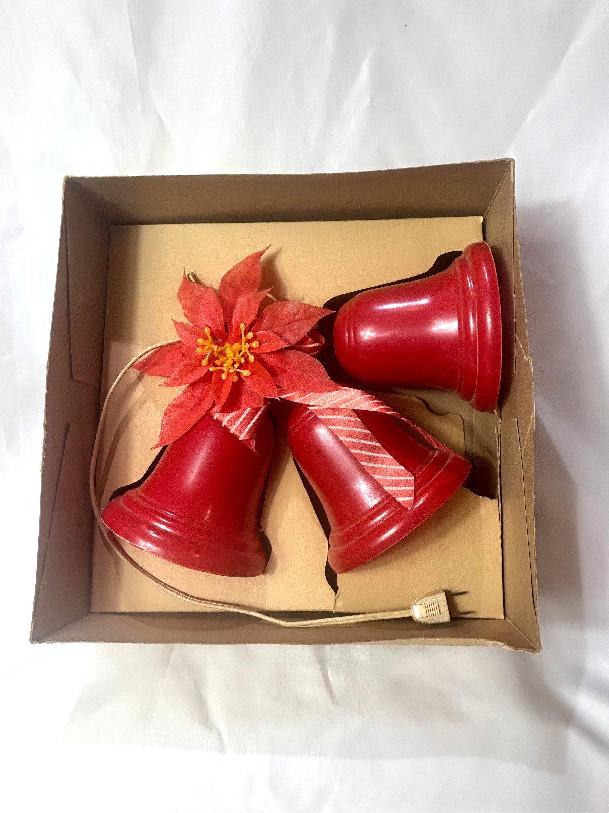 1960’s Gemlites Plastic Bell Clusters Christmas Lights W/ Box Winklegems WORKING