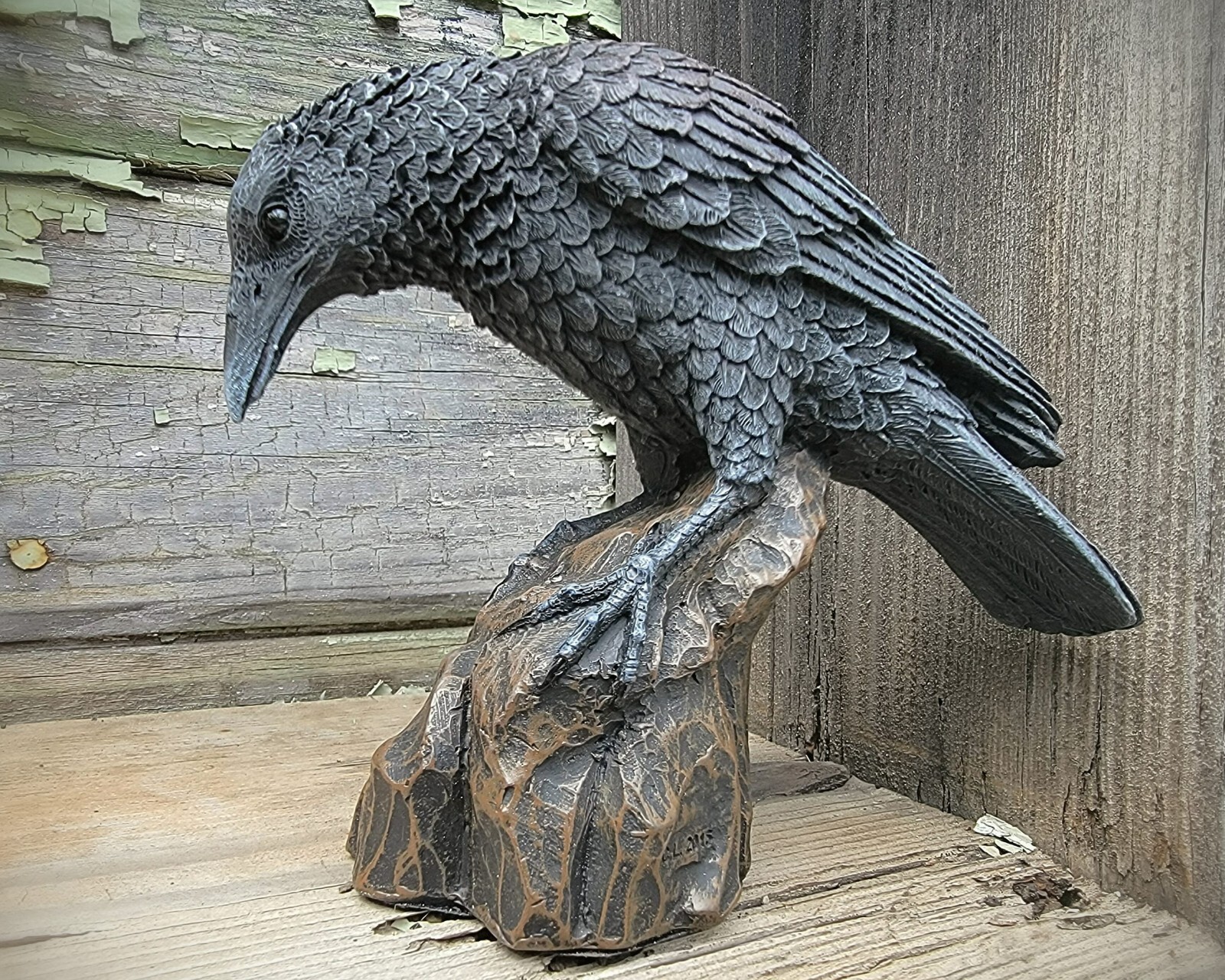 Raven Statue, Gothic Decor, Crow Statue, Bird Decoration