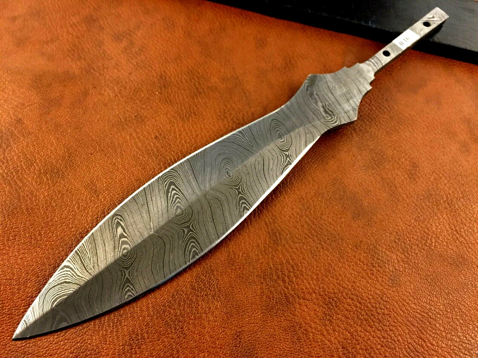 Handmade Pattern Welded Damascus Steel Dagger Blade Blank-Spear Point Knife-B16