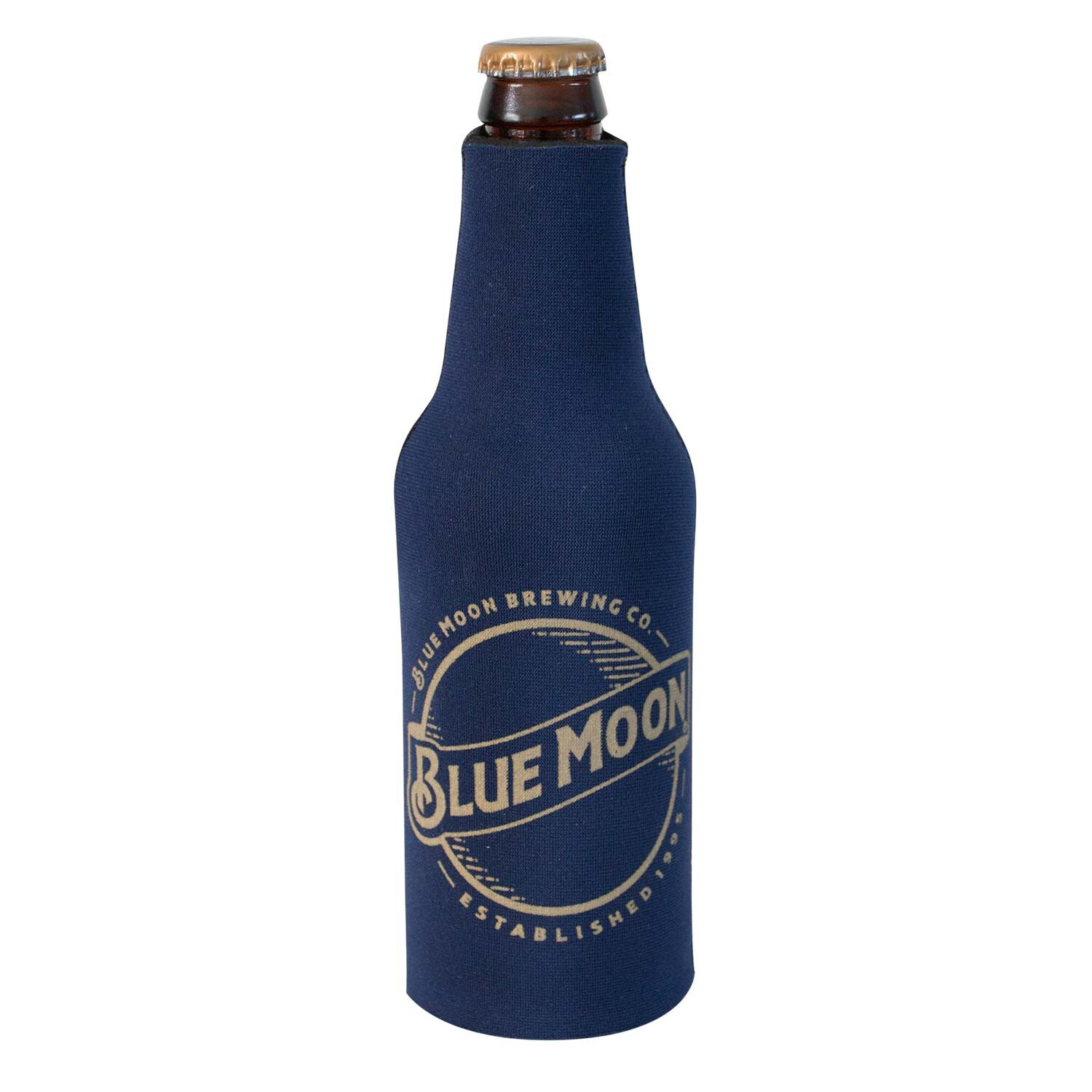 Officially Licensed Blue Moon Bottle Suit Neoprene Beer Koozie Zipper Cooler