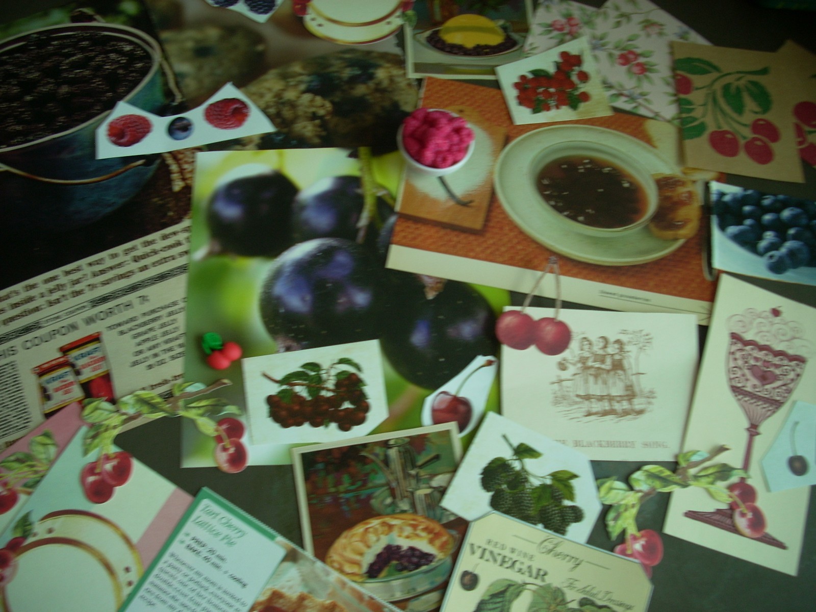 28 Pc Cherries Berries Themed Ephemera Embellishment Pack Junk Journals Collage+
