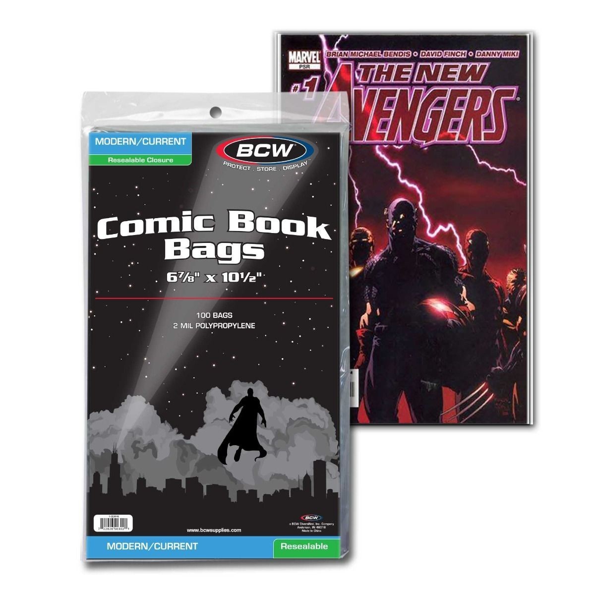 BCW Current Modern Resealable Comic Book Bags 2 Mil Polypropylene 100 Count