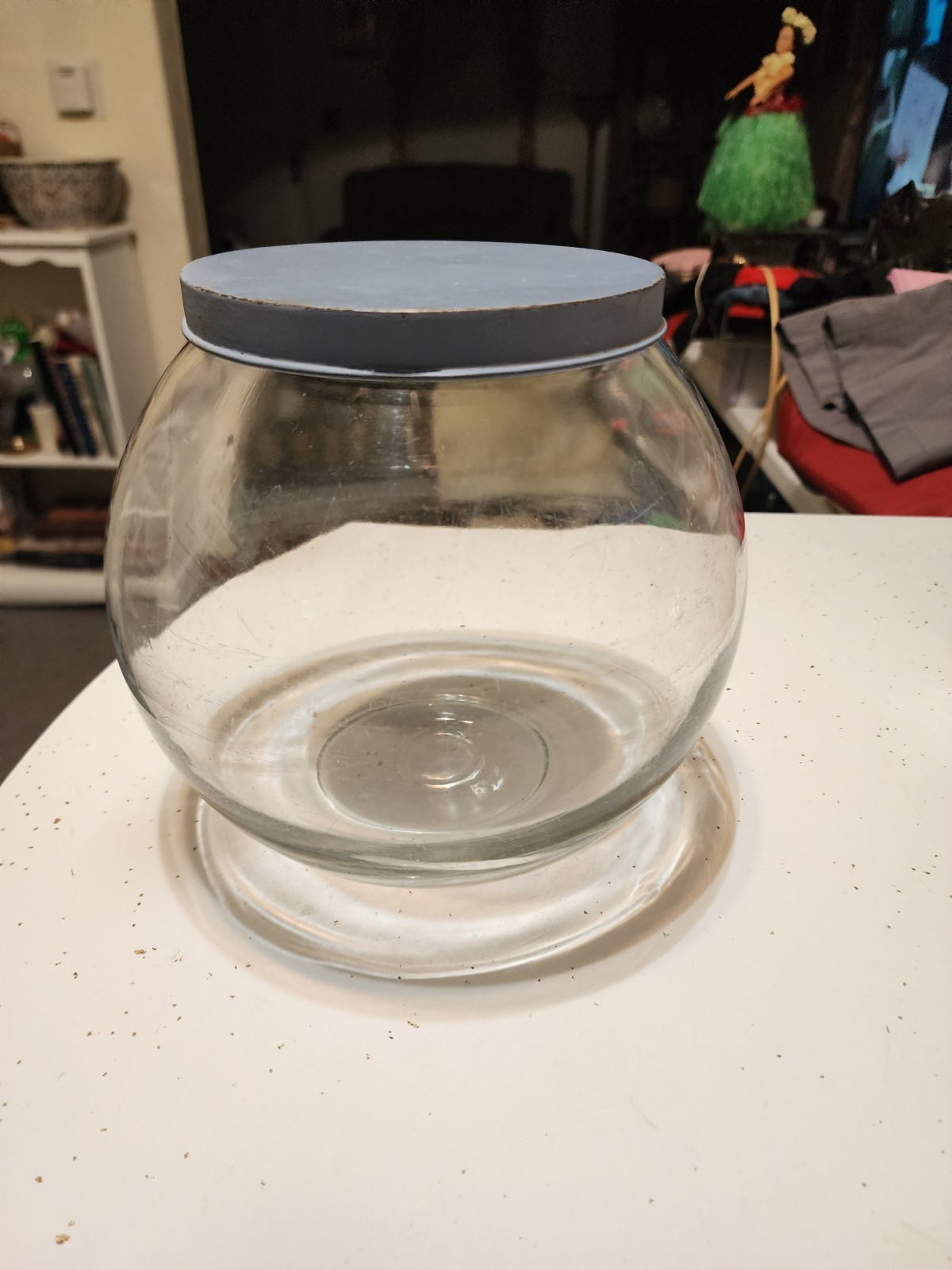 1920s Zipper Glass Cookie Sugar Bowl Canister Cabinet Jar Kitchen