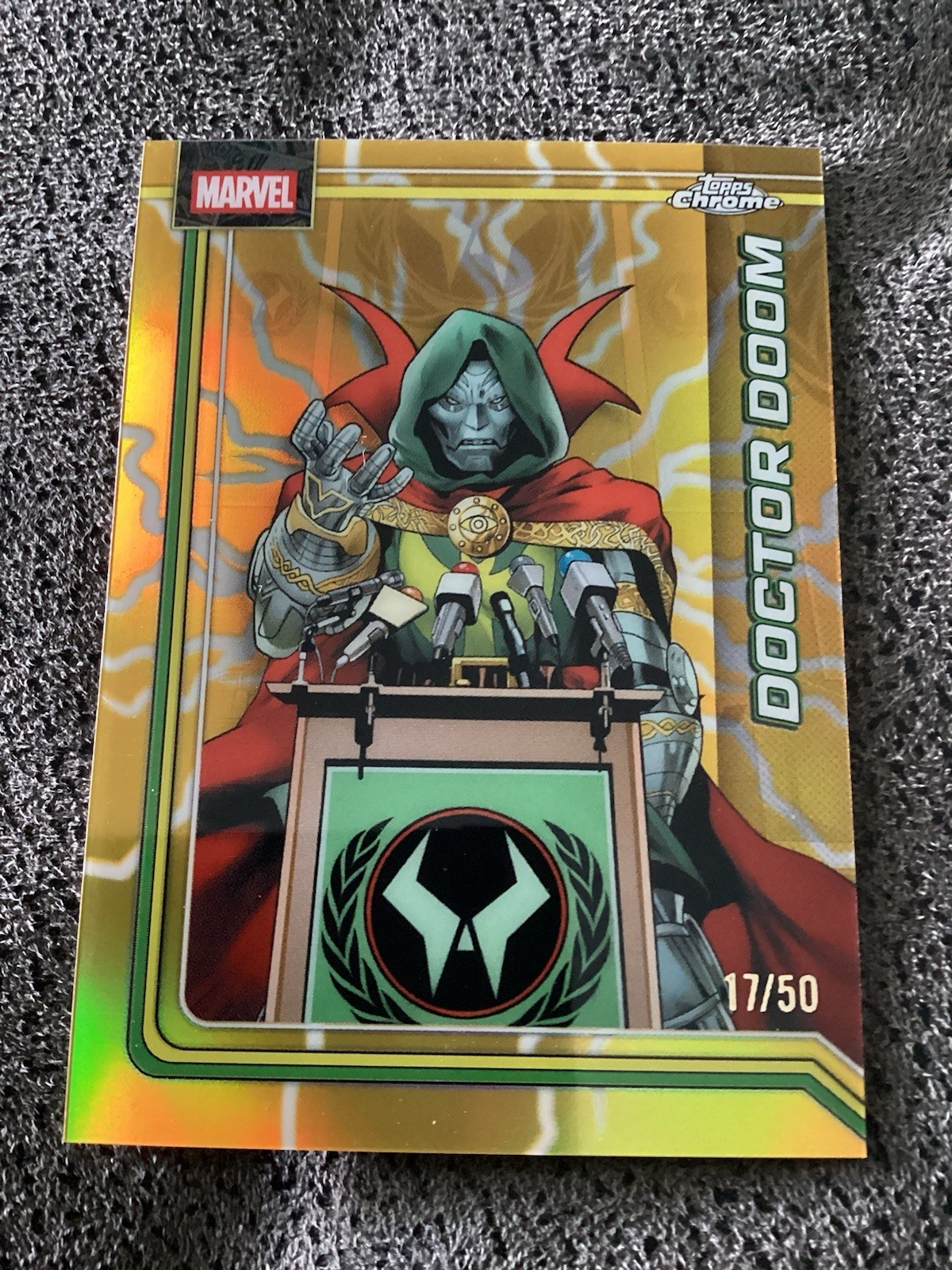2026 Topps Chrome Marvel Doctor Doom Gold Storm Lightning Parallel #ed 17/50!