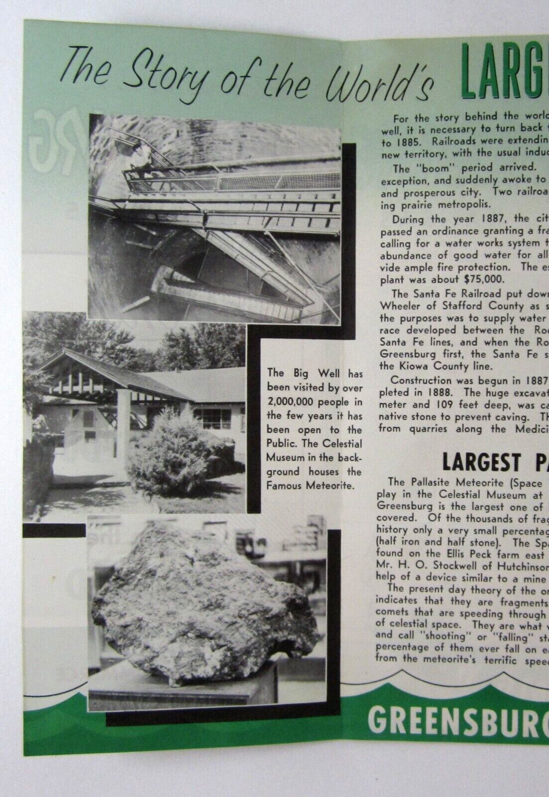 Greensburg Kiowa County Kansas History Travel Brochure Attractions 1950-60s