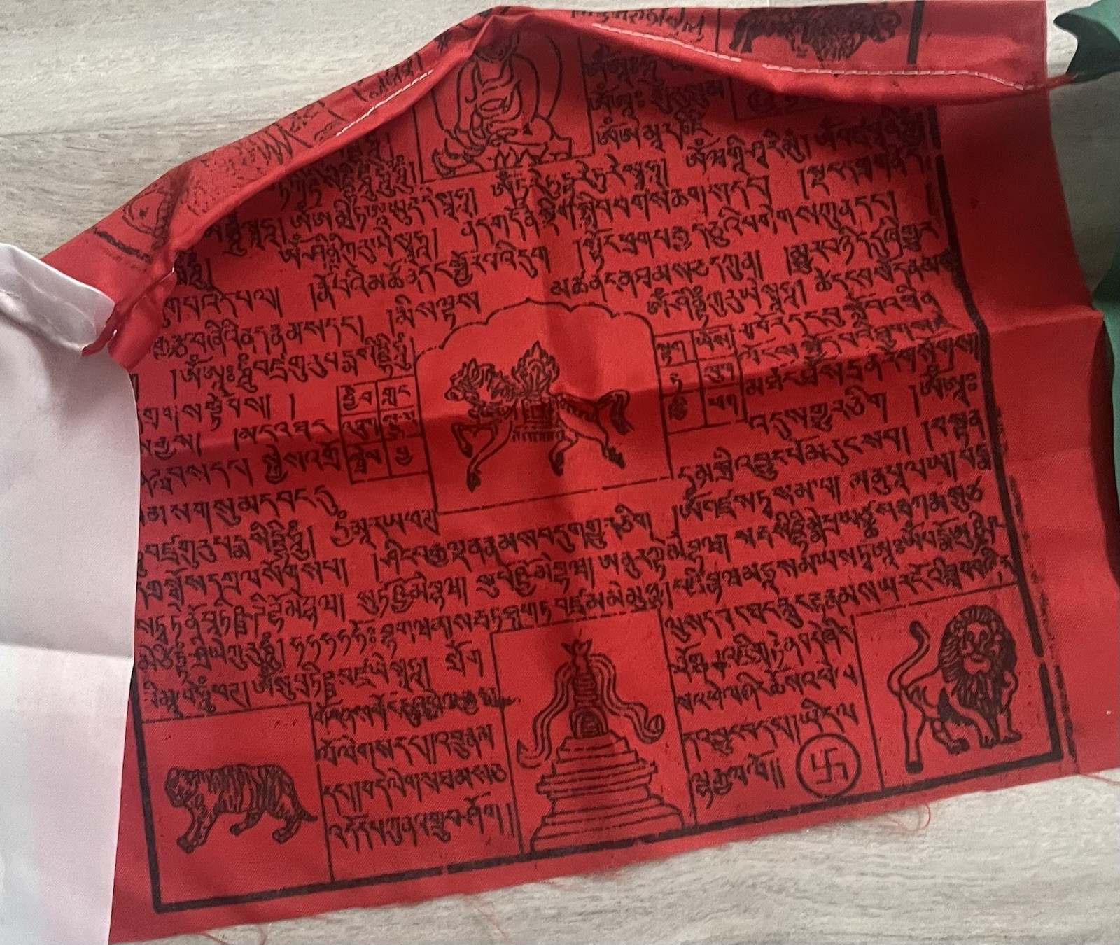 Tibetan Prayer Flags Banner Horizontal 5 Colors each 14” X 12” New Nepal Rayon