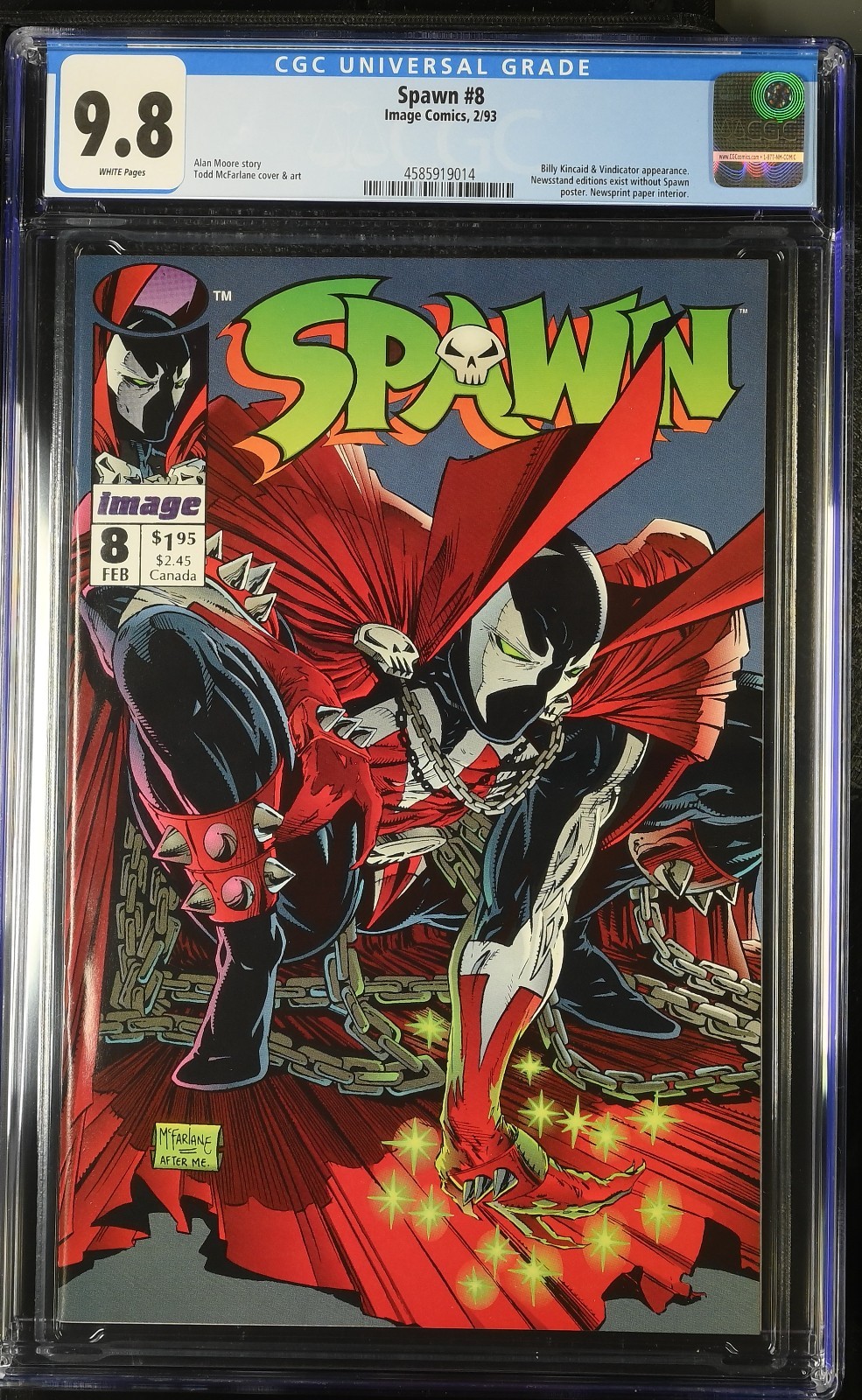 Spawn #8 (1993) – CGC 9.8 WHITE – Alan Moore Story, McFarlane Art