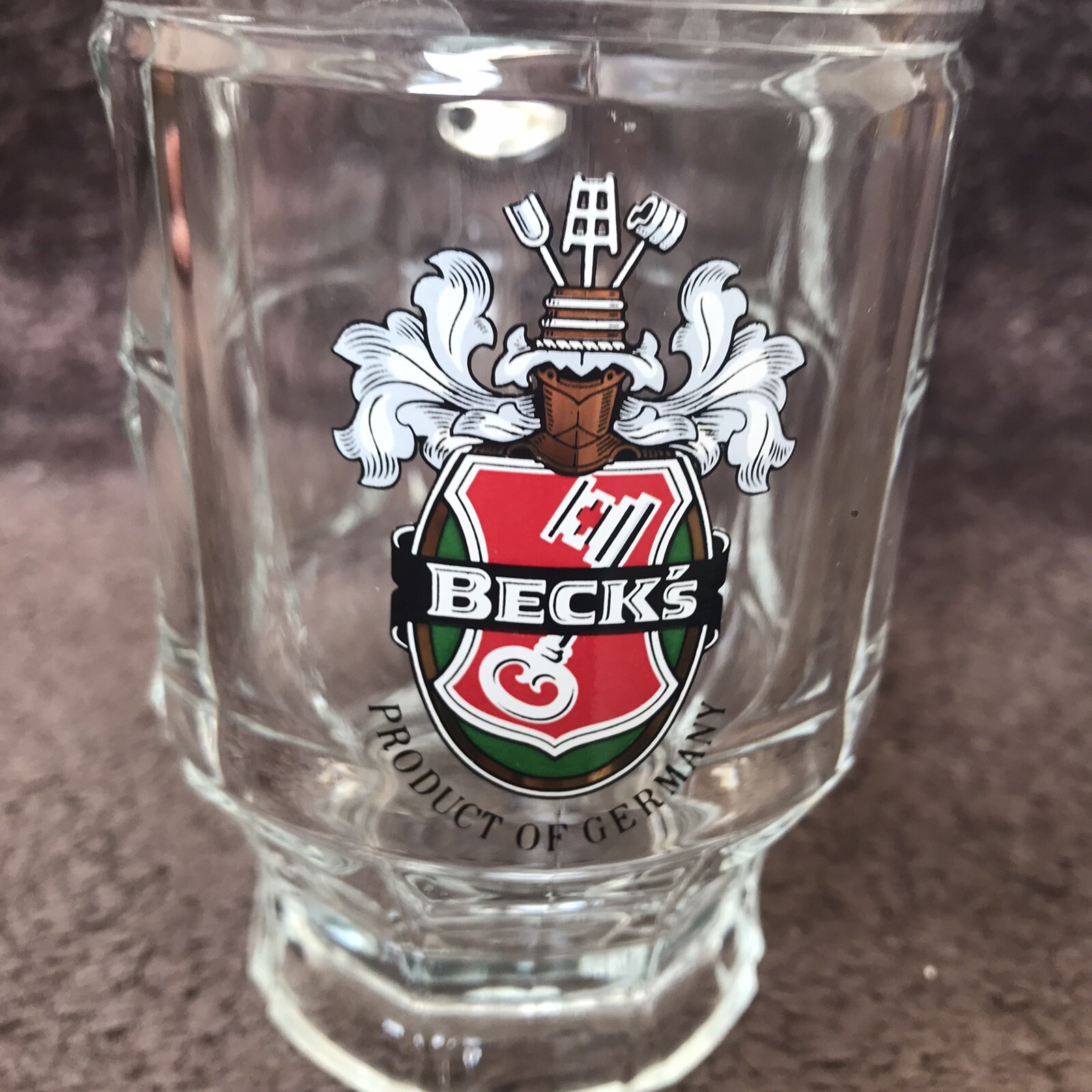 BECKS Brewery 0.25 Liter Beer Glass Heavyweight Made in France Set of 6 Vintage