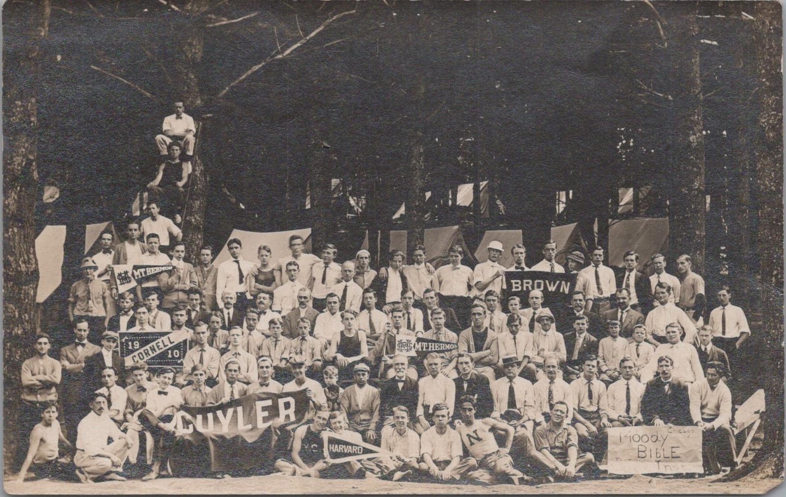 RPPC Postcard Sports People Holding Banners Cornell Cuyler Brown Harvard 1910