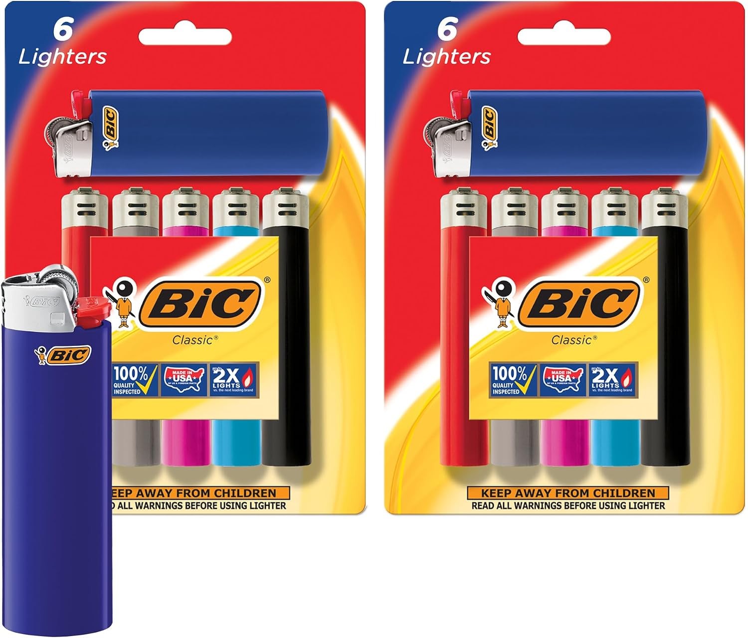 Maxi Lighters, 12-Pack, Assorted Colors, Reliable & Long-Lasting