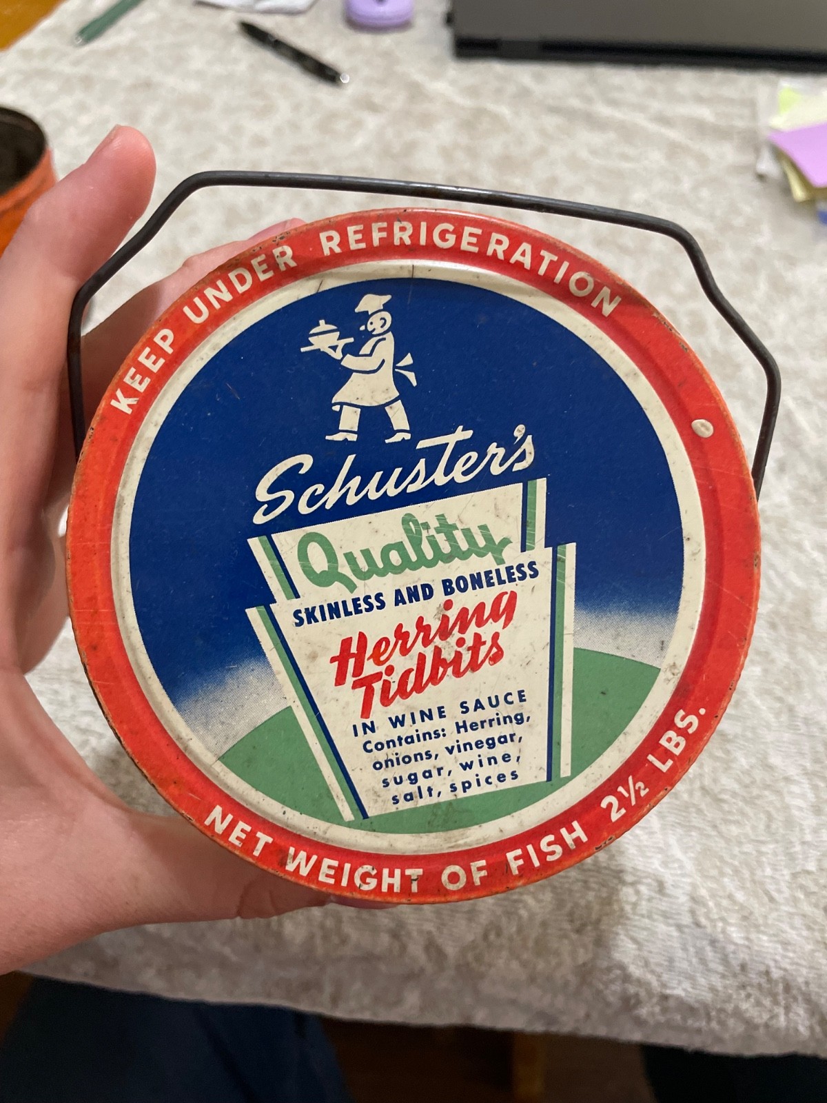Schuster’s Quality Herring Tidbits 2.5 Pounds Glass Jar From Wisconsin