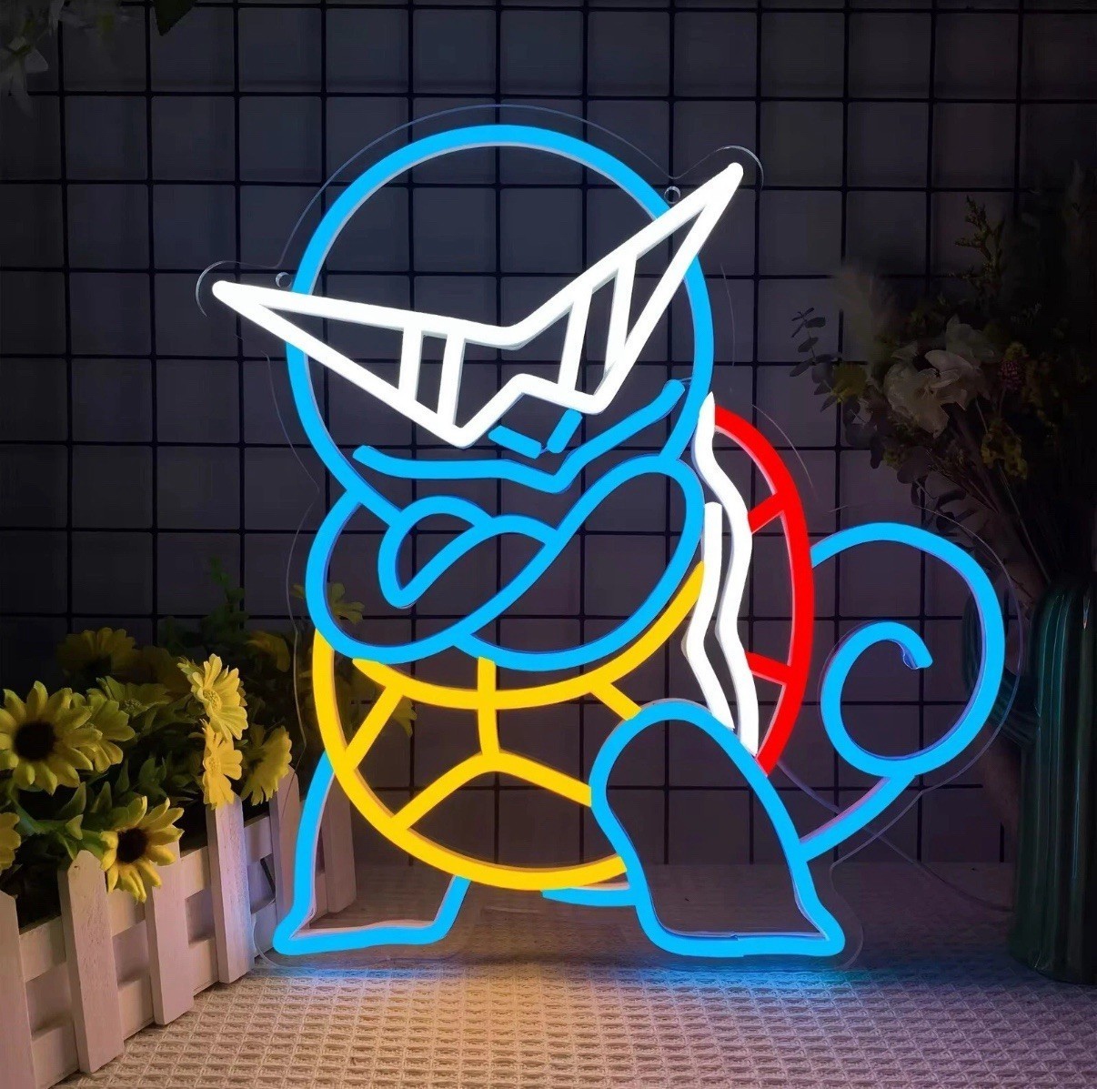 16″x15″ Squirtle Anime Vivid LED Neon Sign With Dimmer USB Powered Light Lamp