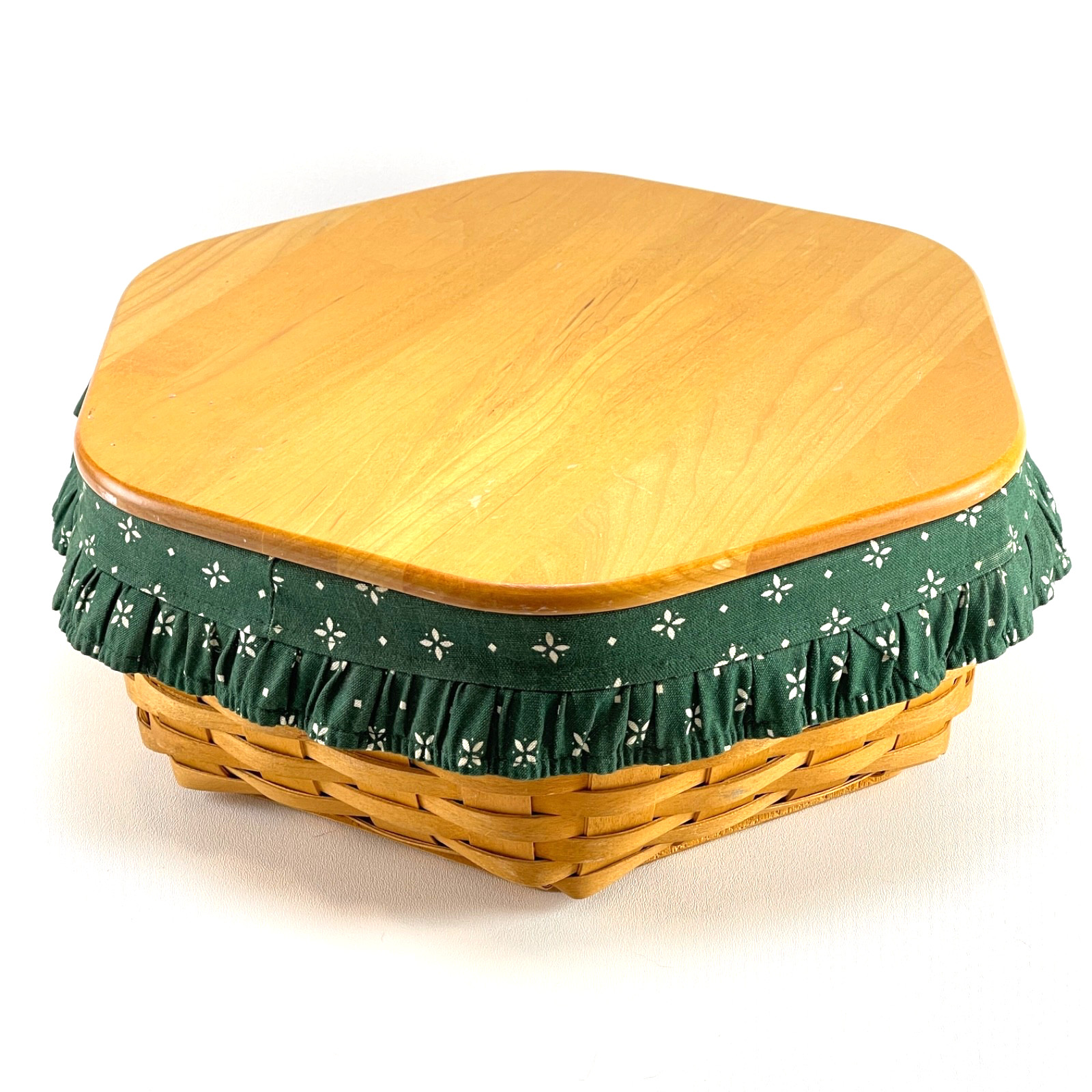 Longaberger 14” Generations Basket w/Heritage Green Liner, Protector & Lid