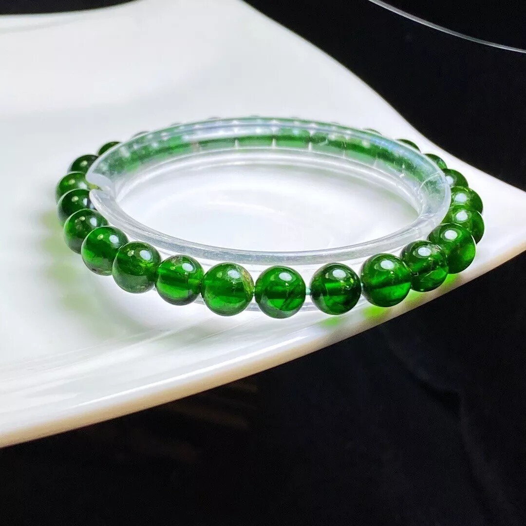 Genuine Natural Green Diopside Gemstone Round Beads Bracelet 7mm