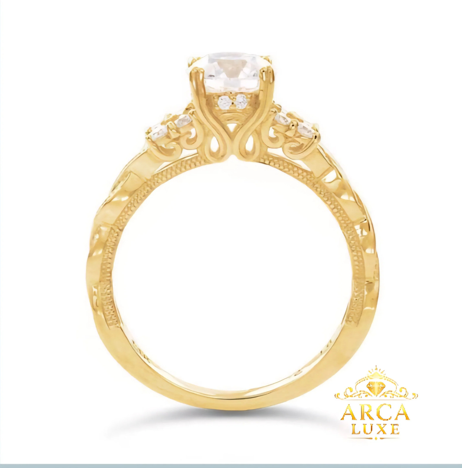 14K Yellow Gold Lab-Grown Diamond Twist Engagement Ring – 1.28 CTW VS1 Size 7