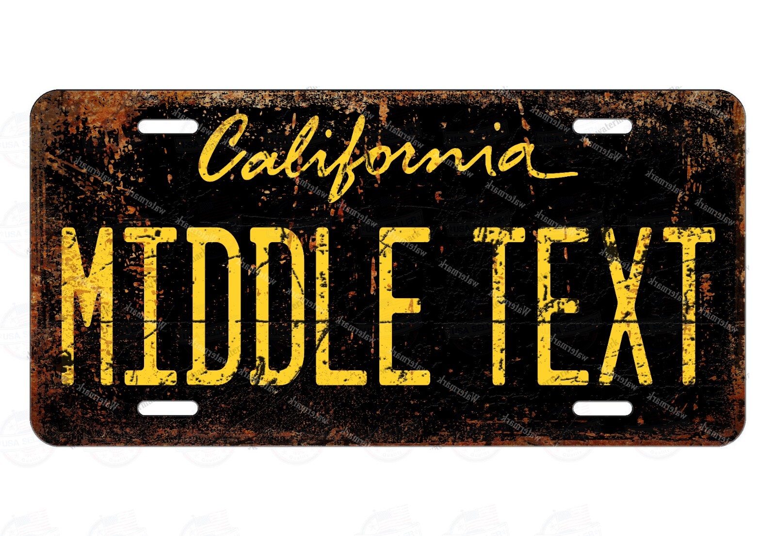 California Vintage Black and Yellow License Plate Personalized for Auto ATV Bike