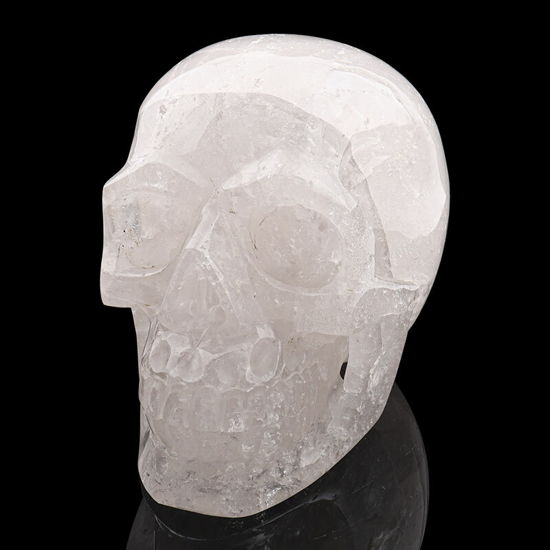 6.3 in Natural Quartz Rock Carved Crystal Skull,Crystal Healing,Reiki Healing