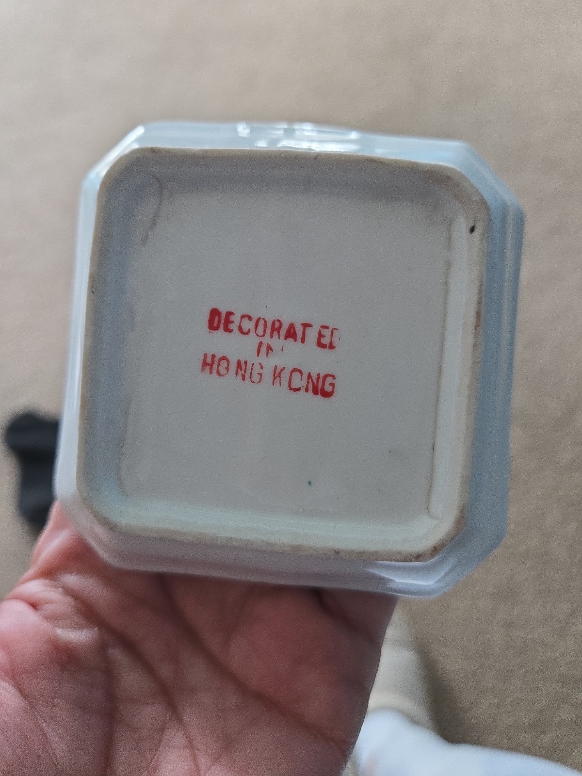 Vintage Double Sauce Dish – Decorated in Hong Kong Asian Porcelain Mid Century