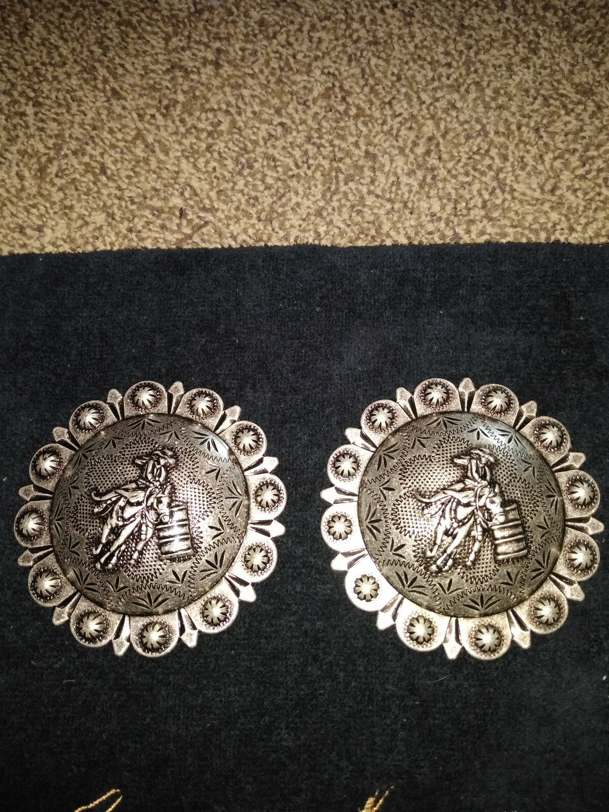 Barrel Racing Berry Conchos Very Fancy 4 1/2 in Diameter screw on back Pair.