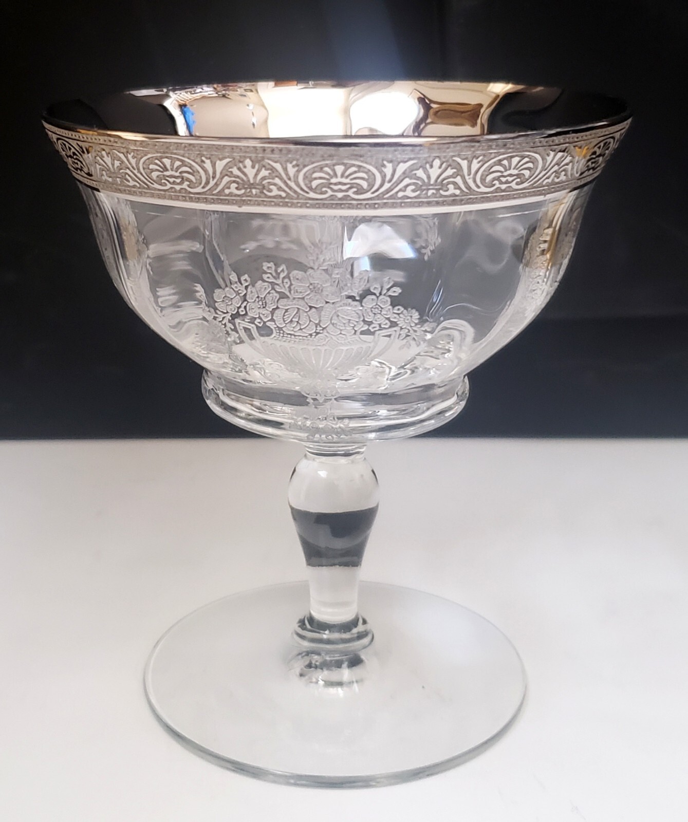 Tiffin-Franciscan Athens Diana Clear Platinum 4-1/4″ Low Sherbet