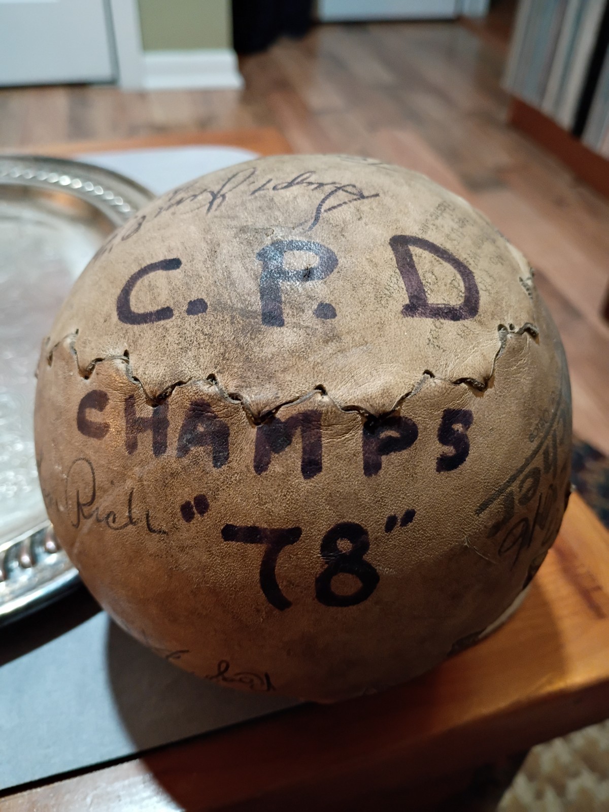 Signed 16″ GU Softball: 1978 Chicago Police Dept., 17 Signatures, Some Notables