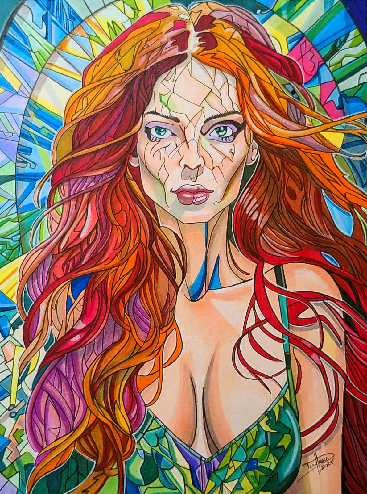 ACEO PRINT Beautiful Stained Glass Female Art Token Trading Card Deadlance